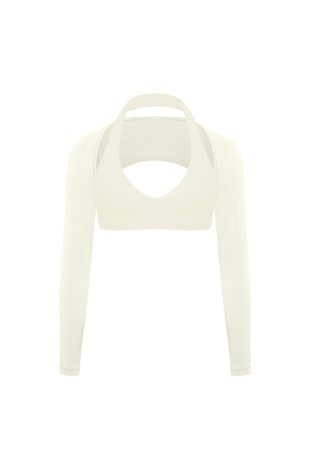 V-Cut Halter Bra & Minimal Long Sleeve Sports Shrug