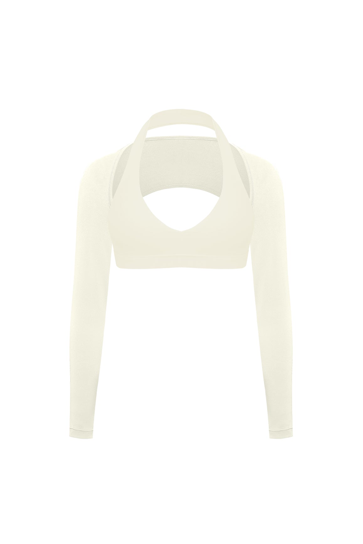V-Cut Halter Bra & Minimal Long Sleeve Sports Shrug