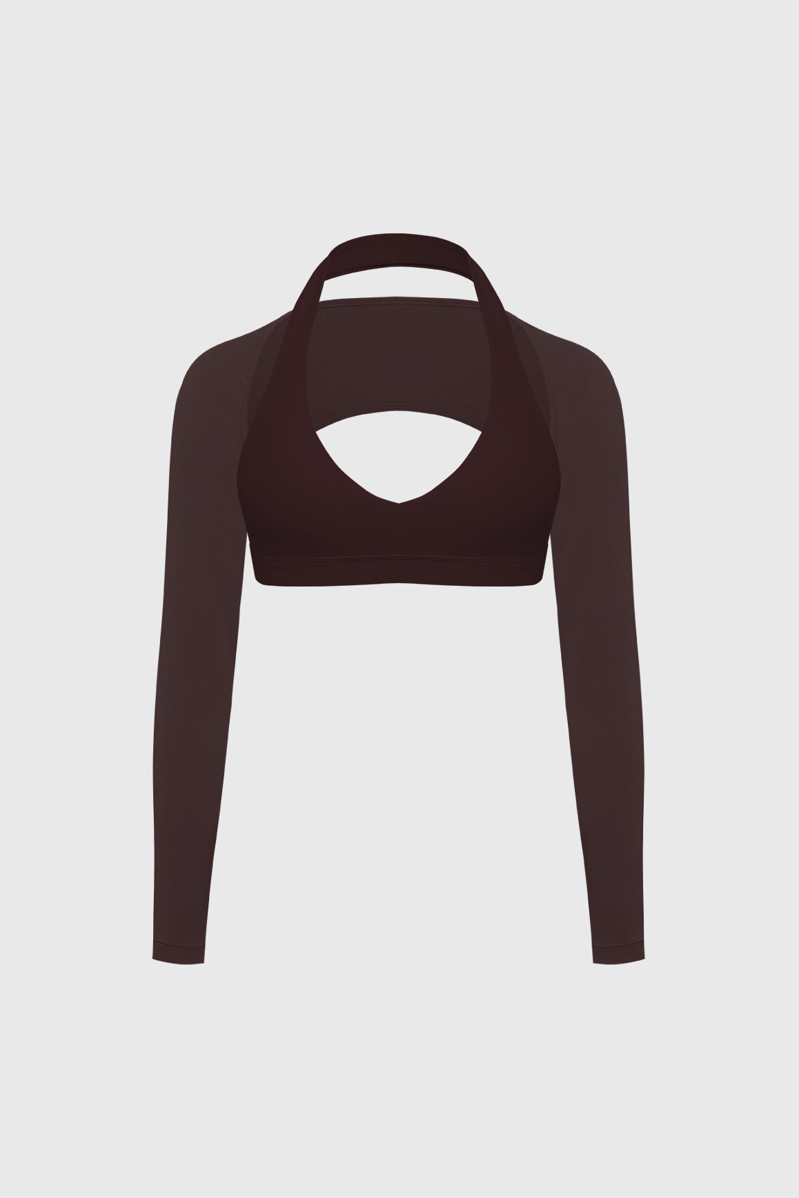 V-Cut Halter Bra & Minimal Long Sleeve Sports Shrug