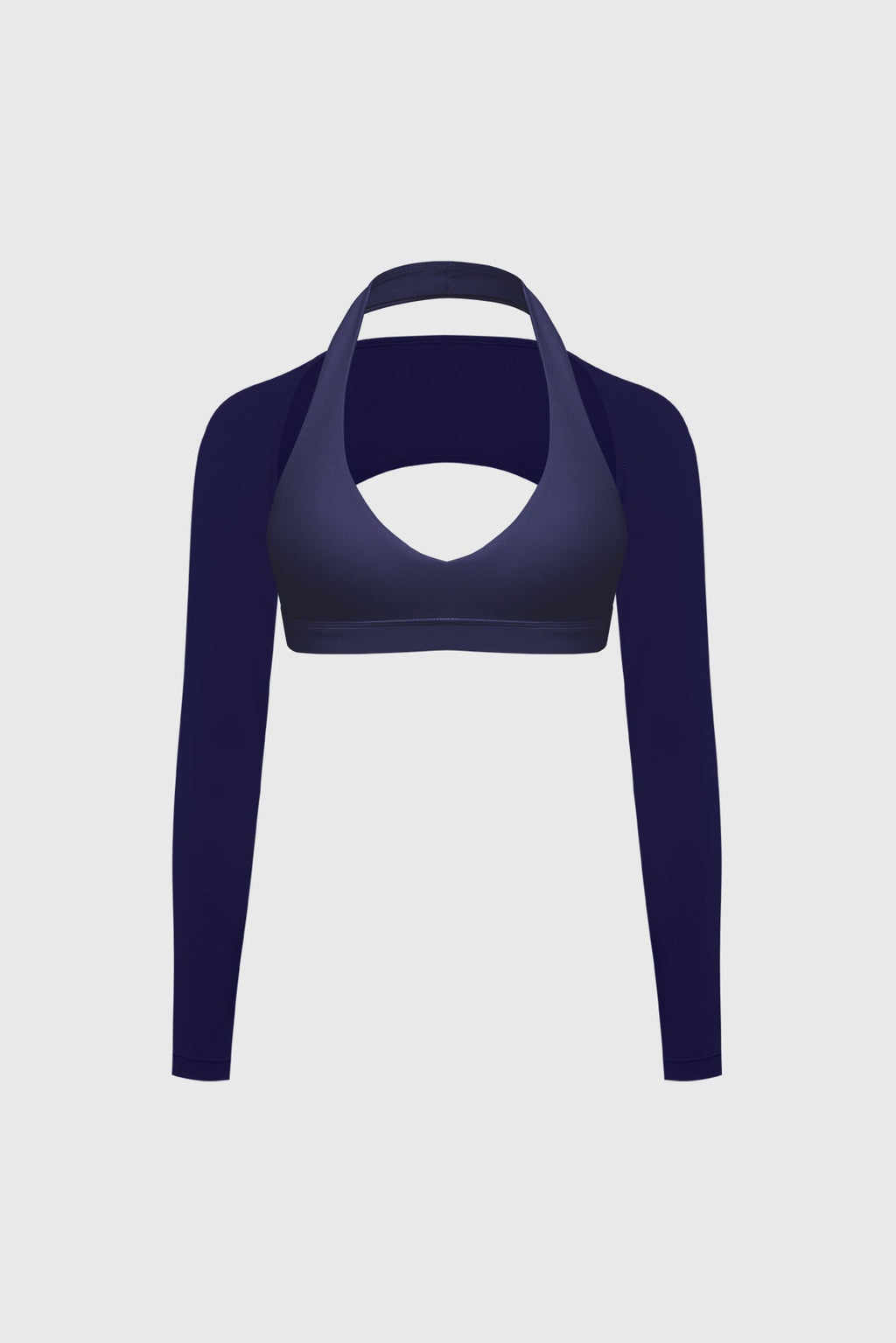 V-Cut Halter Bra & Minimal Long Sleeve Sports Shrug