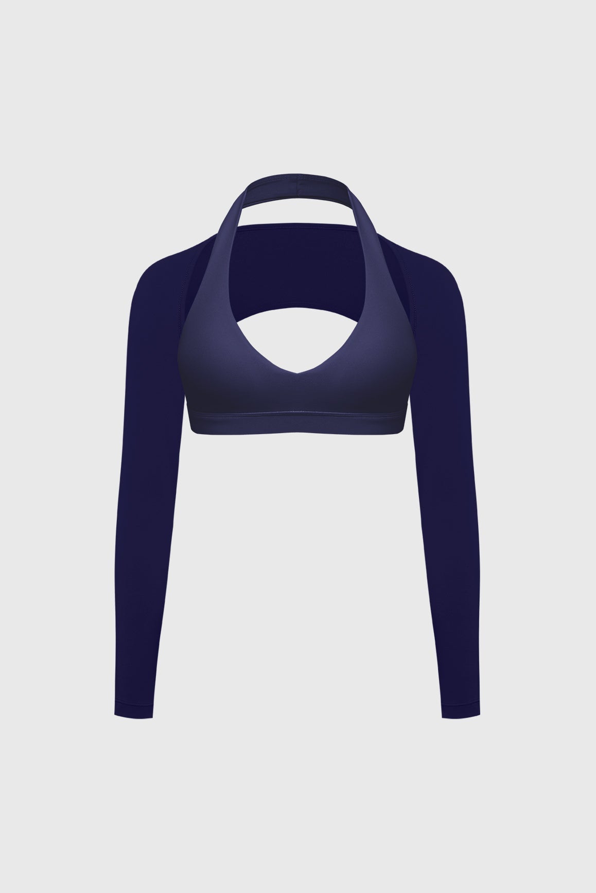 V-Cut Halter Bra & Minimal Long Sleeve Sports Shrug