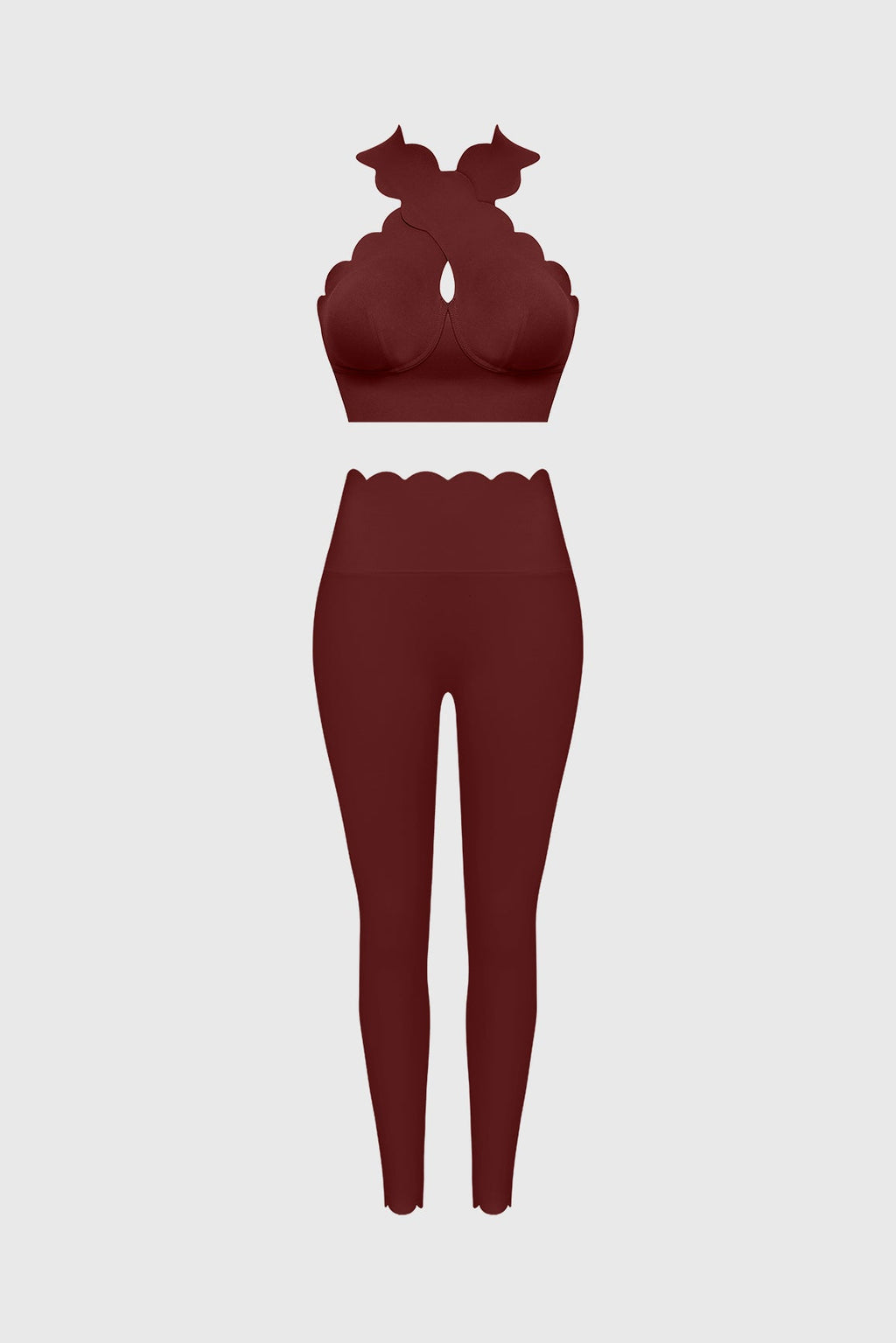 WISKII Crisscross Bra & High-Waist Scallop Scrunch Legging