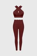 WISKII Crisscross Bra & High-Waist Scallop Scrunch Legging
