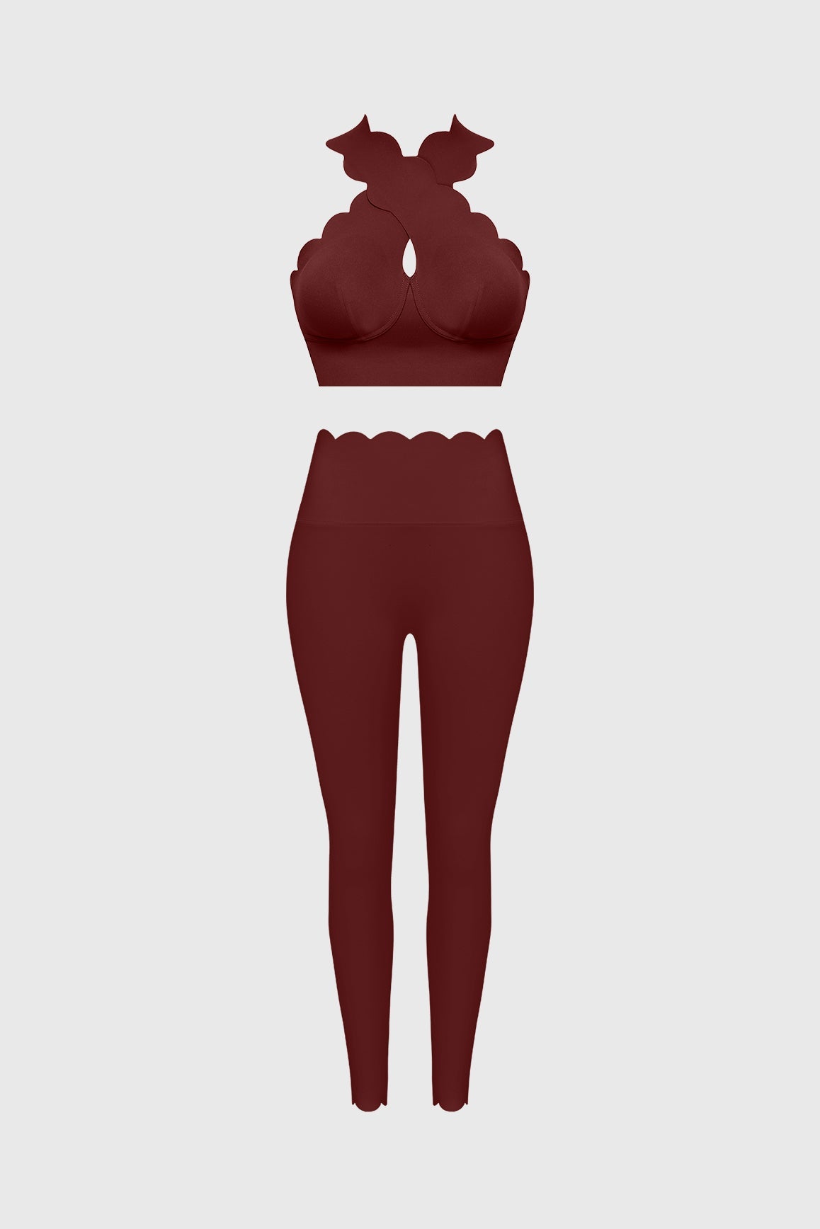 WISKII Crisscross Bra & High-Waist Scallop Scrunch Legging