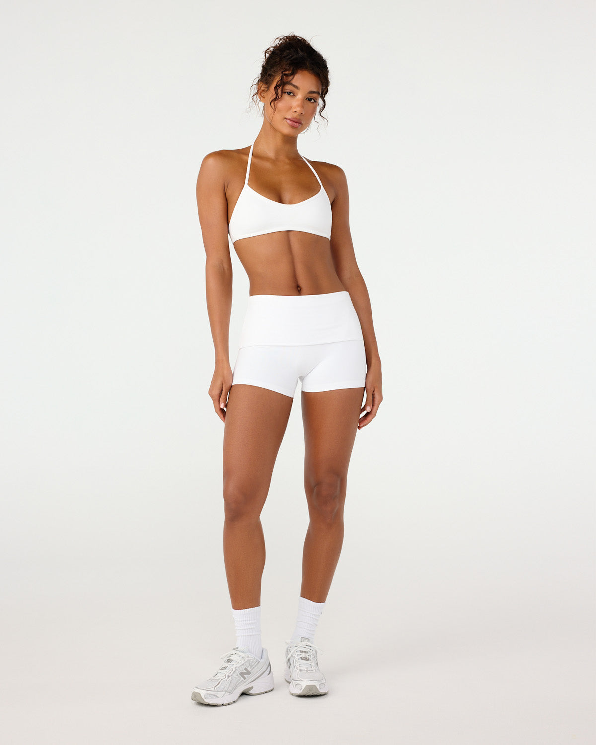 Form Invisible Scrunch Fold Over Shorts 3" | White