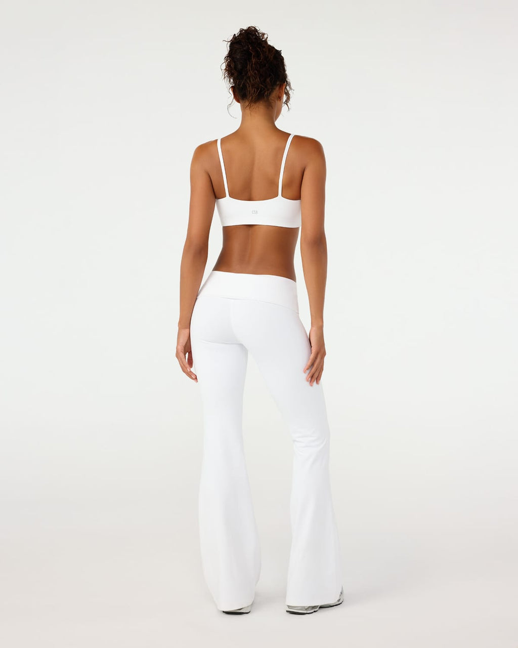 Form Invisible Scrunch Flare Fold Over Leggings | White