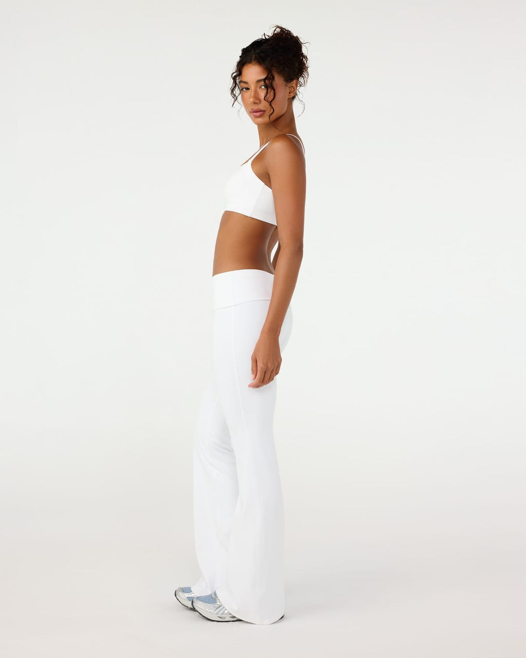 Form Invisible Scrunch Flare Fold Over Leggings | White