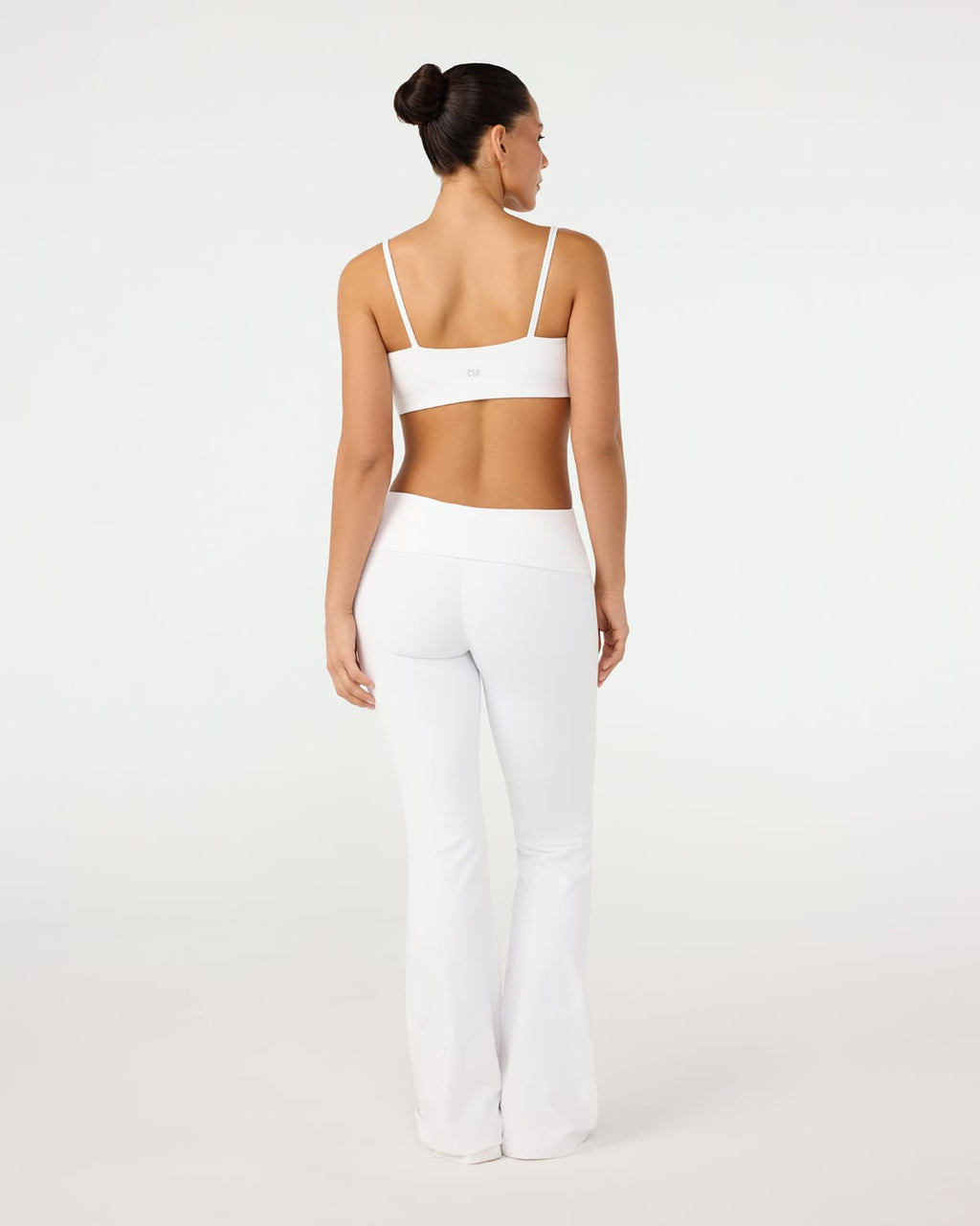Form Invisible Scrunch Flare Fold Over Leggings | White