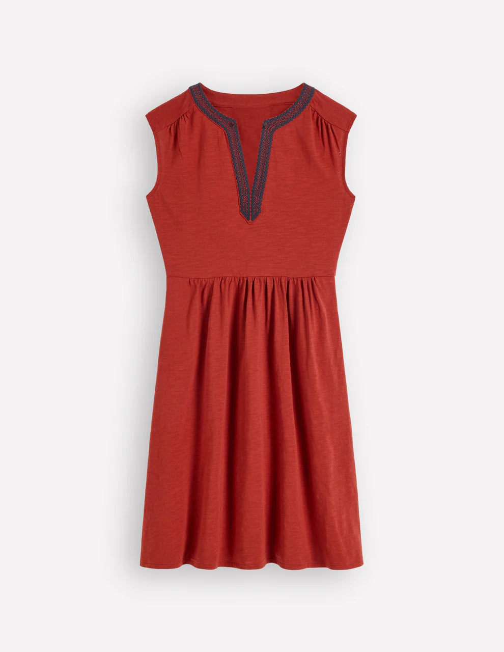 May Embroidered Short Dress - Burnt Orange