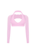 V-Cut Halter Bra & Scalloped Long Sleeve Sports Shrug