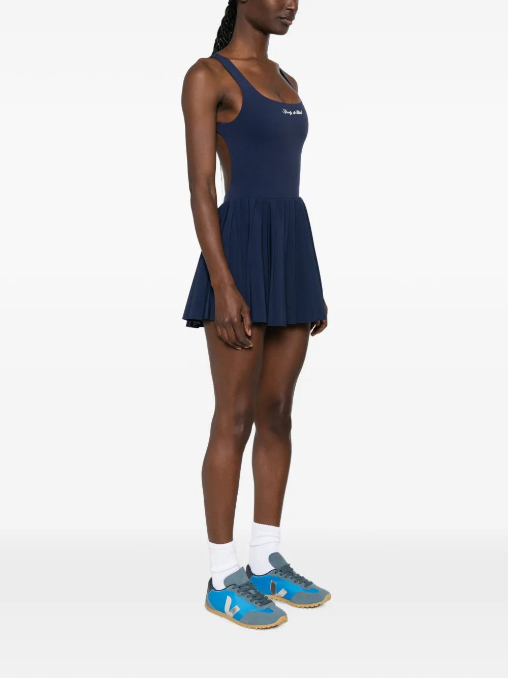 Sporty & Rich logo-print pleated performance dress
