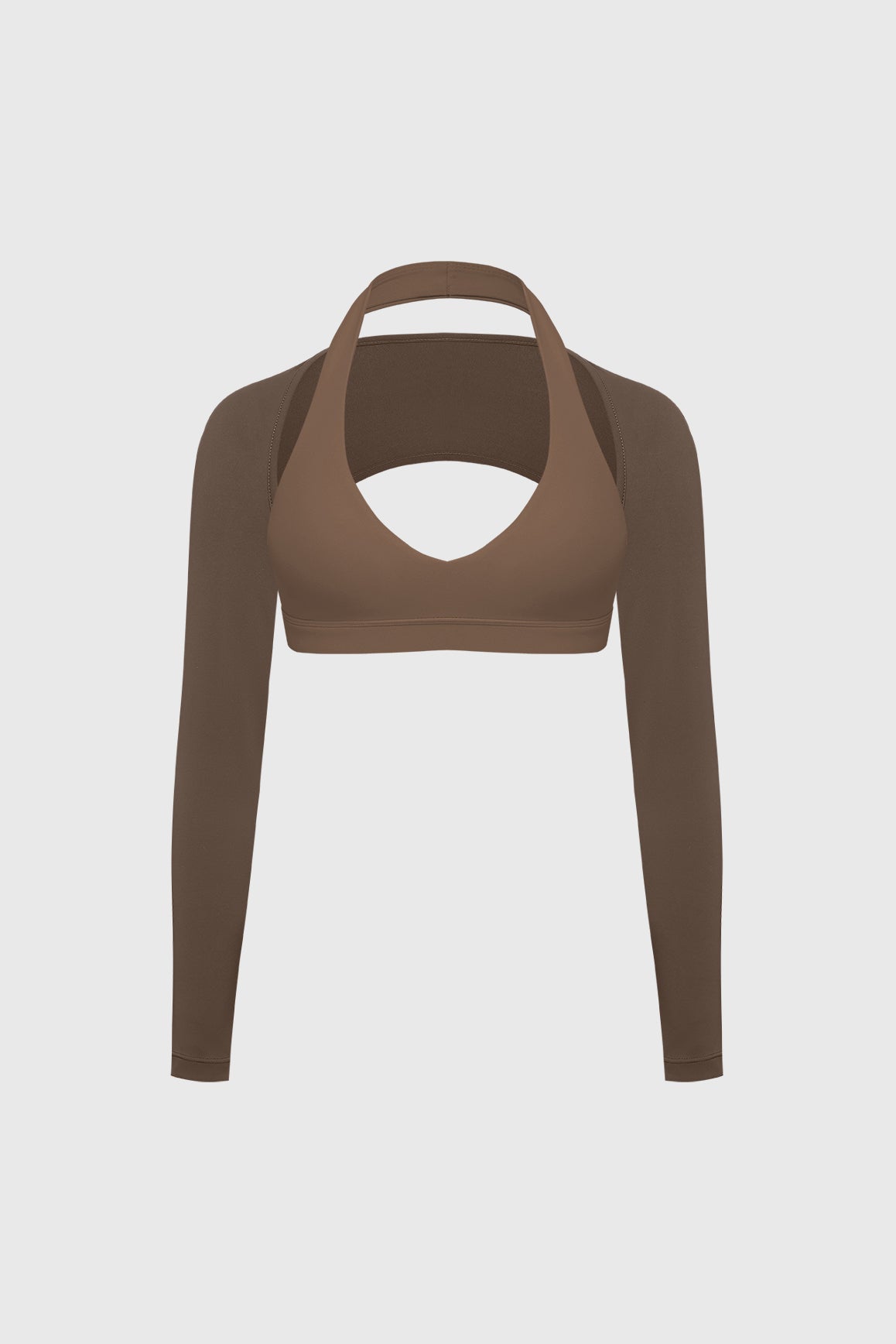 V-Cut Halter Bra & Minimal Long Sleeve Sports Shrug