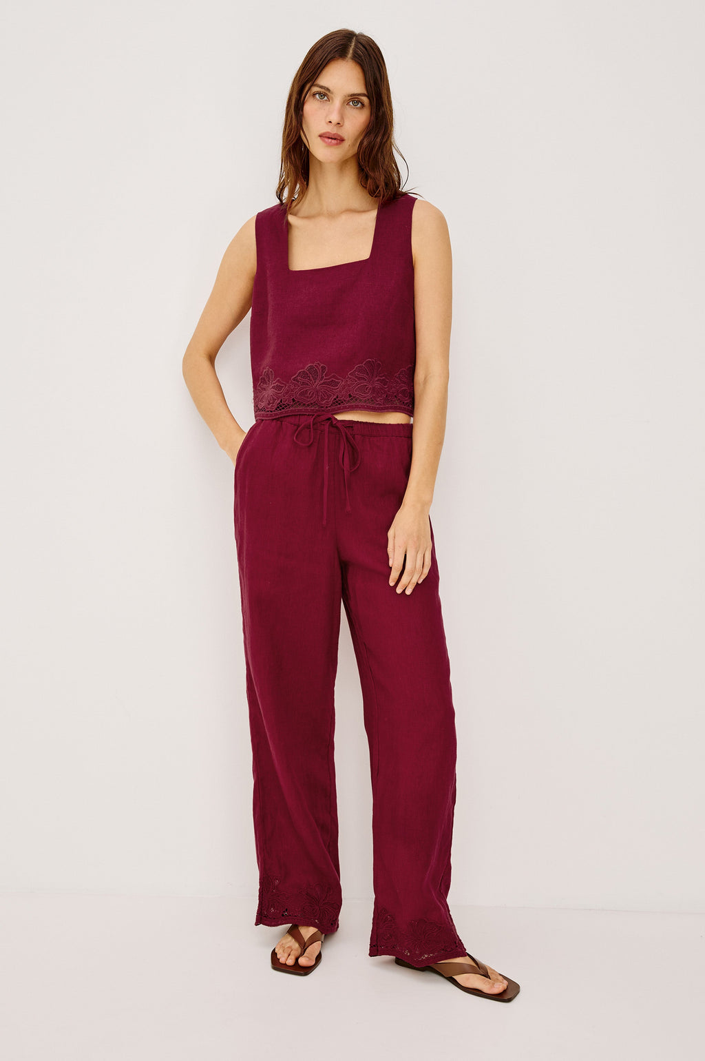 Akira Top - Berry Hibiscus Embroidery