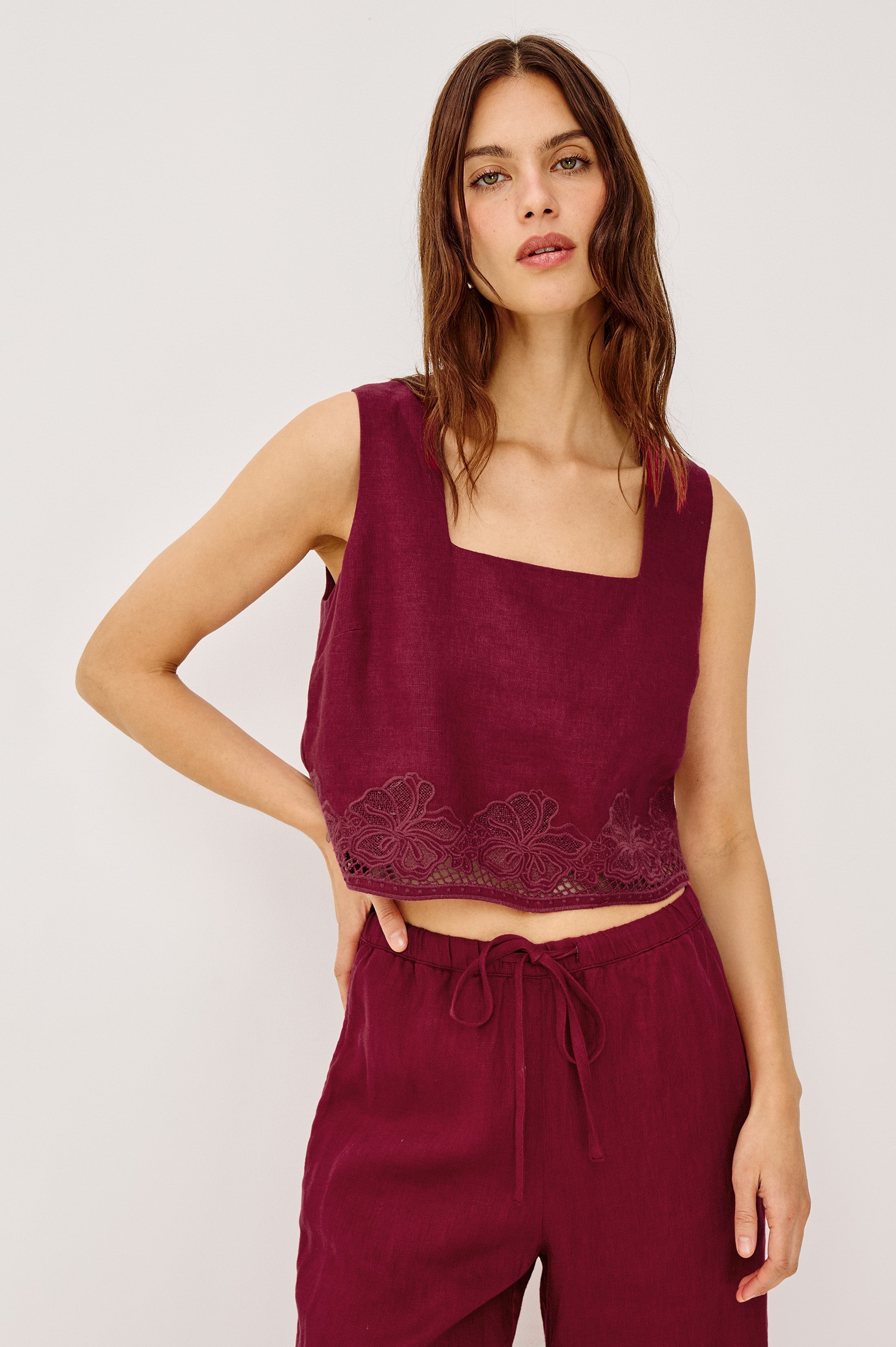 Akira Top - Berry Hibiscus Embroidery