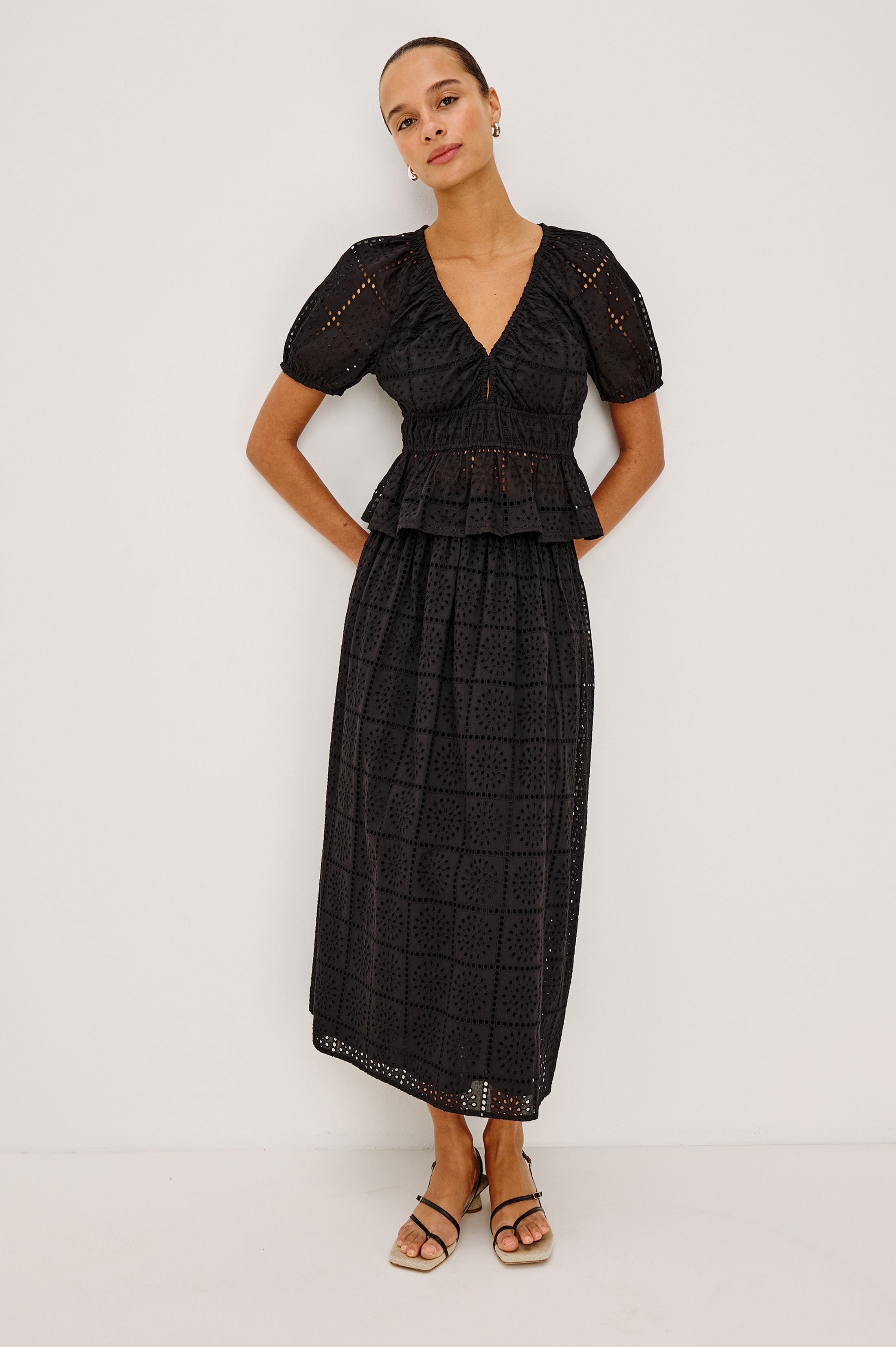 Argenta Top - Black Grid Embroidery