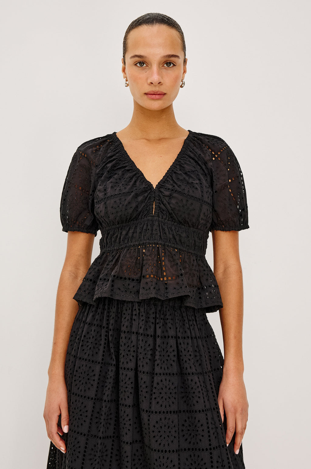 Argenta Top - Black Grid Embroidery