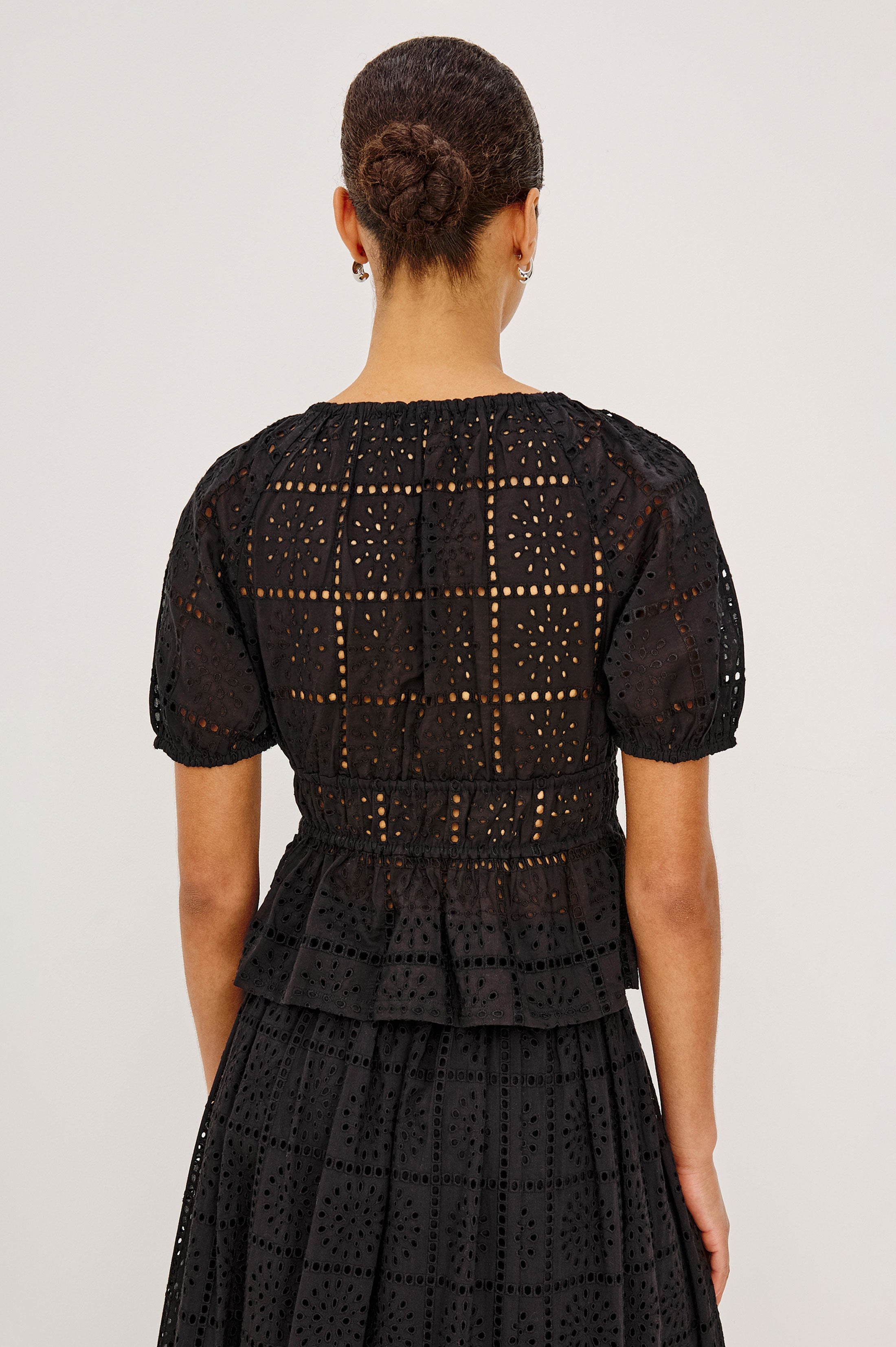 Argenta Top - Black Grid Embroidery
