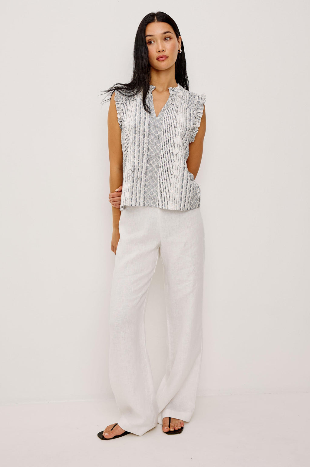 Arlene Top - Striped Eyelet