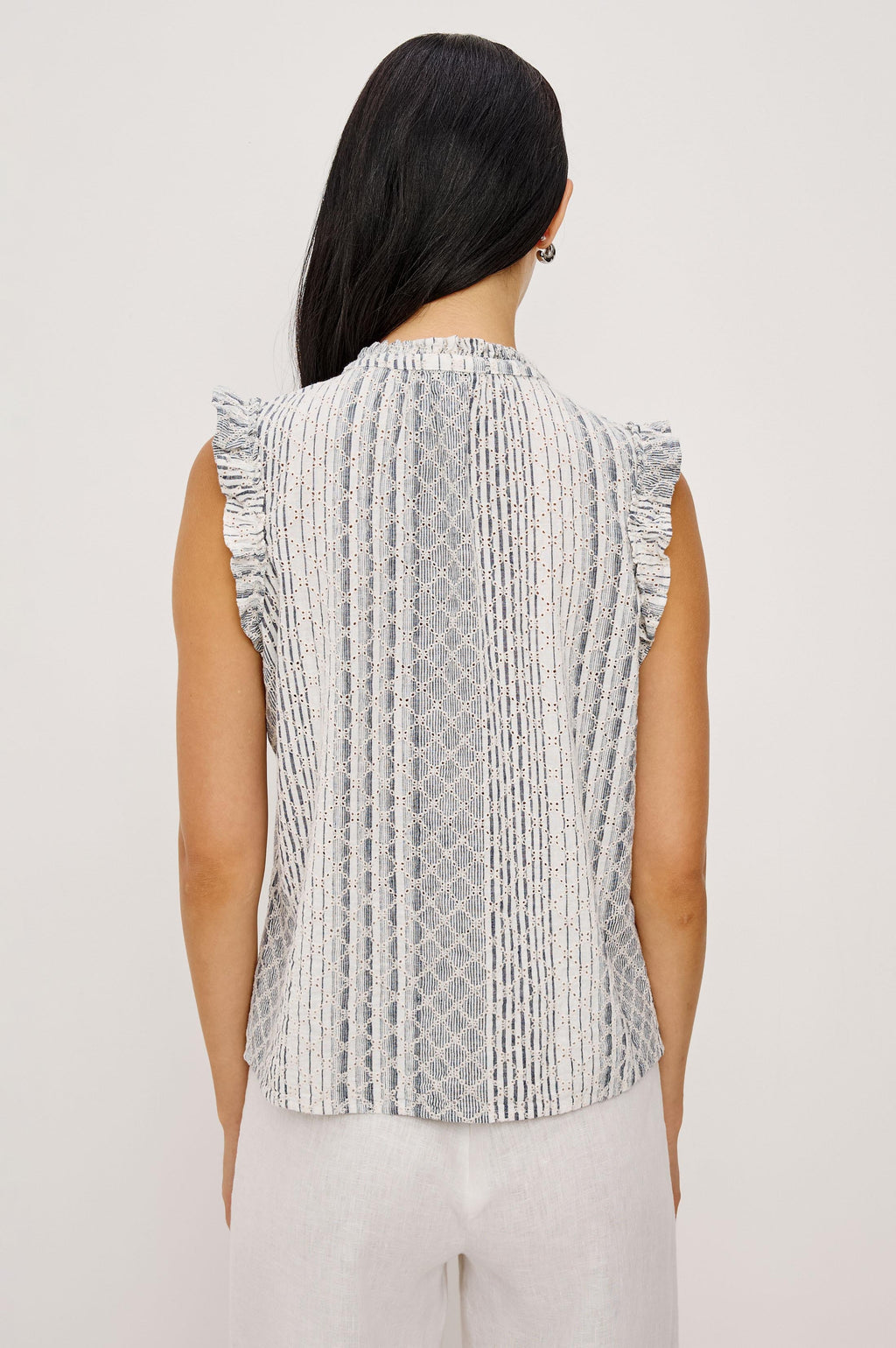 Arlene Top - Striped Eyelet
