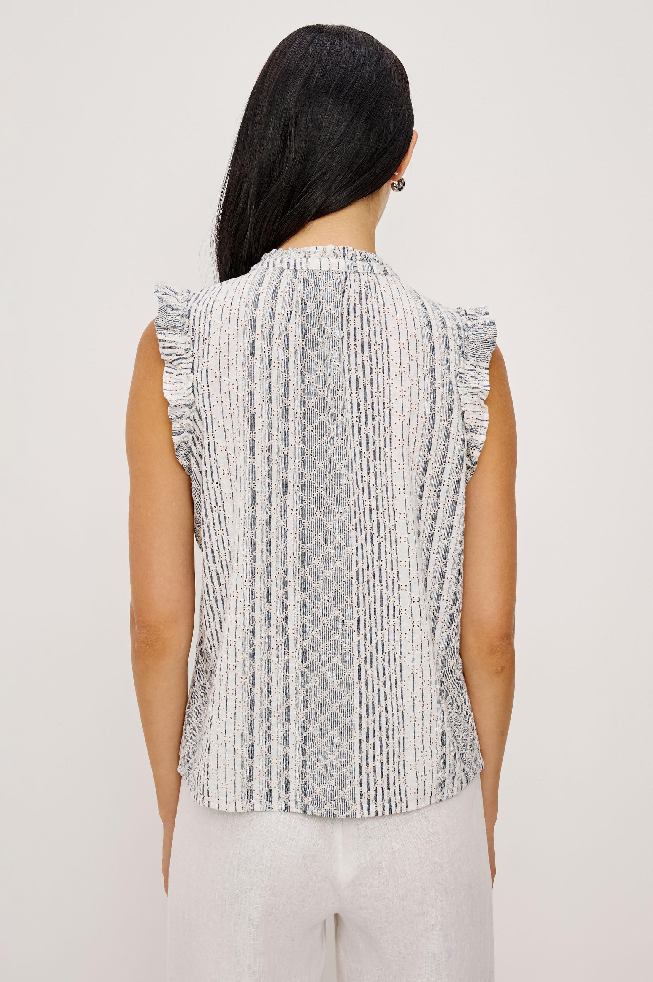Arlene Top - Striped Eyelet