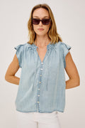 Aviva Top - Bleached Indigo