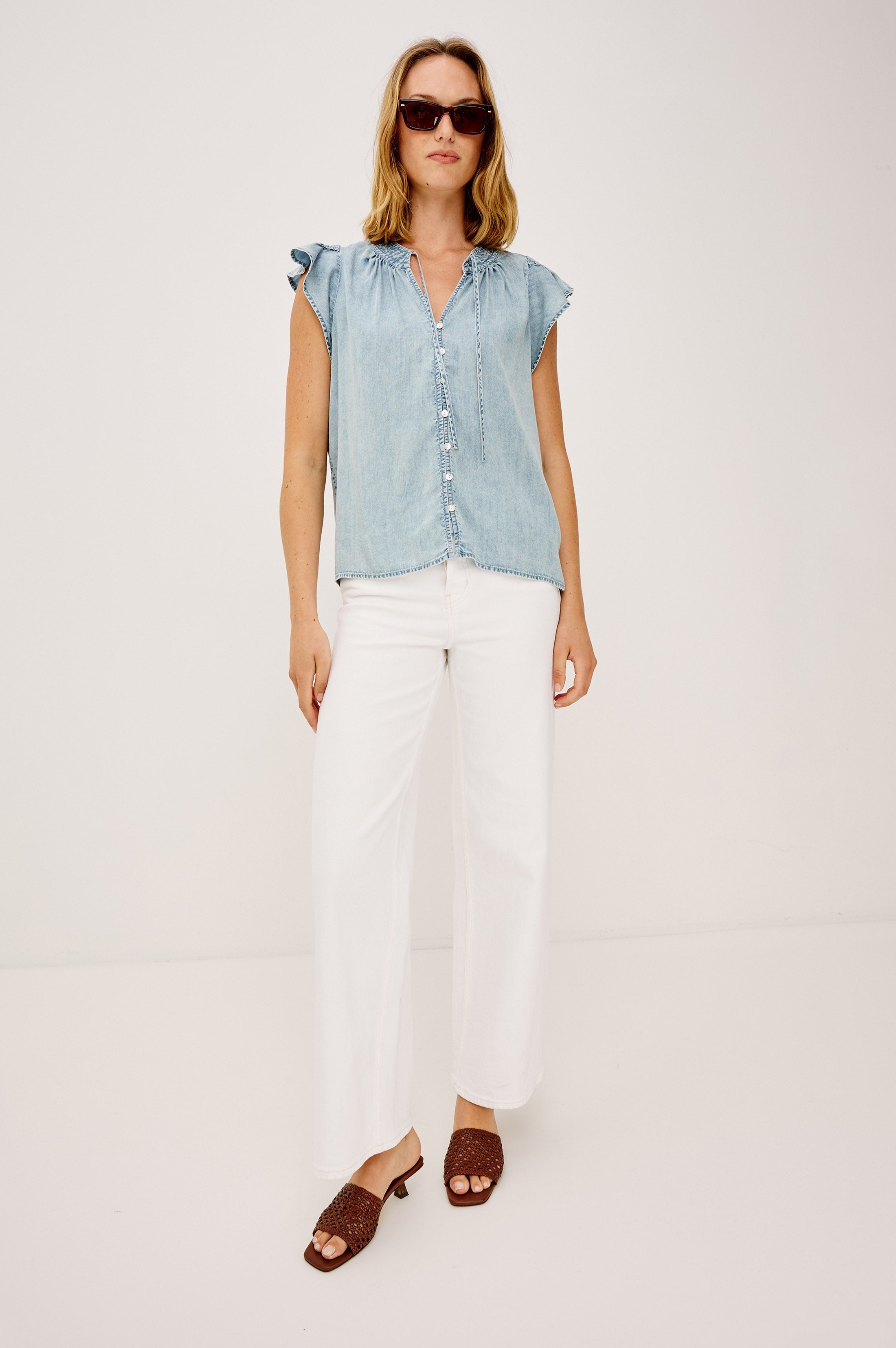 Aviva Top - Bleached Indigo