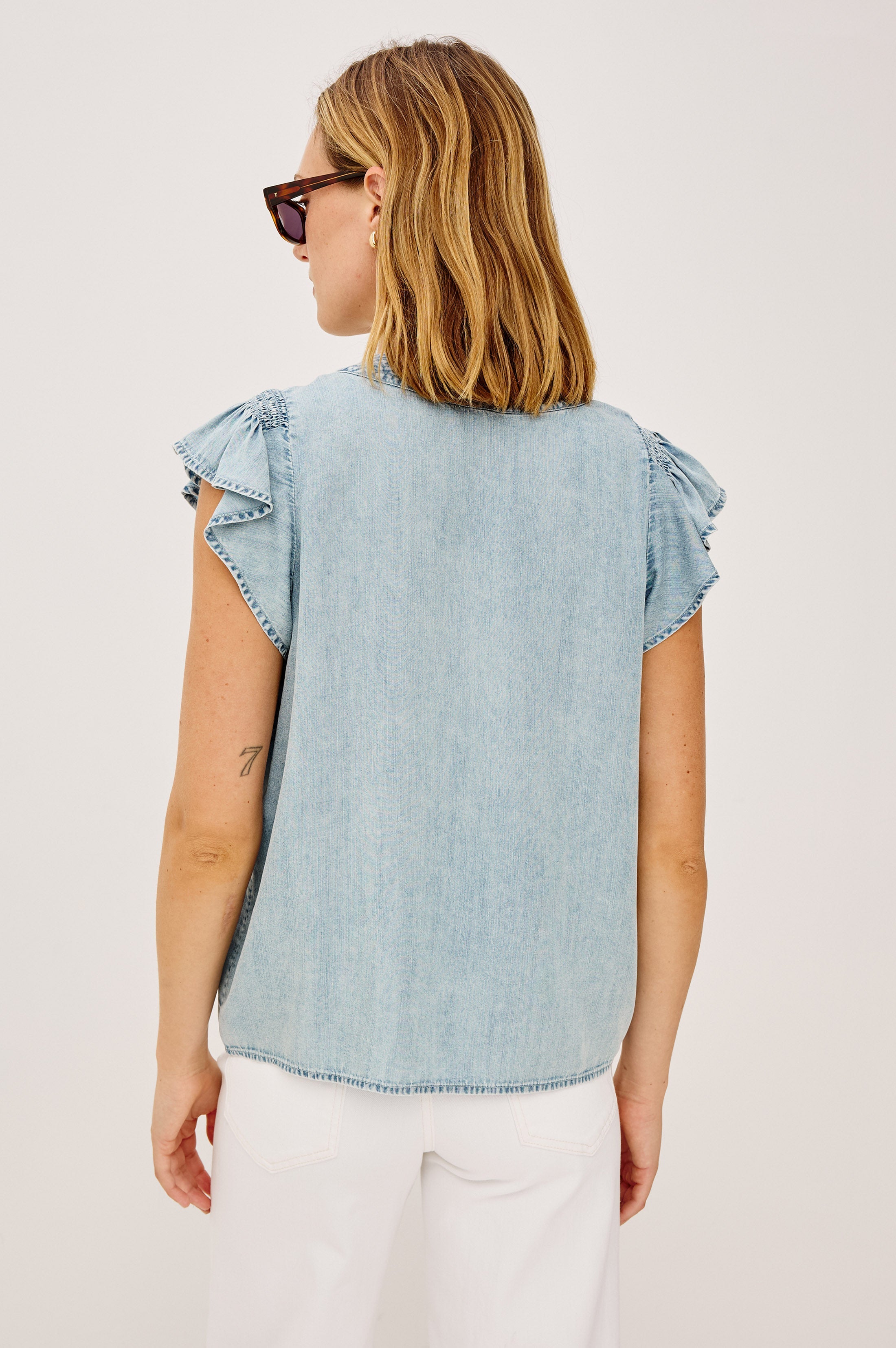 Aviva Top - Bleached Indigo