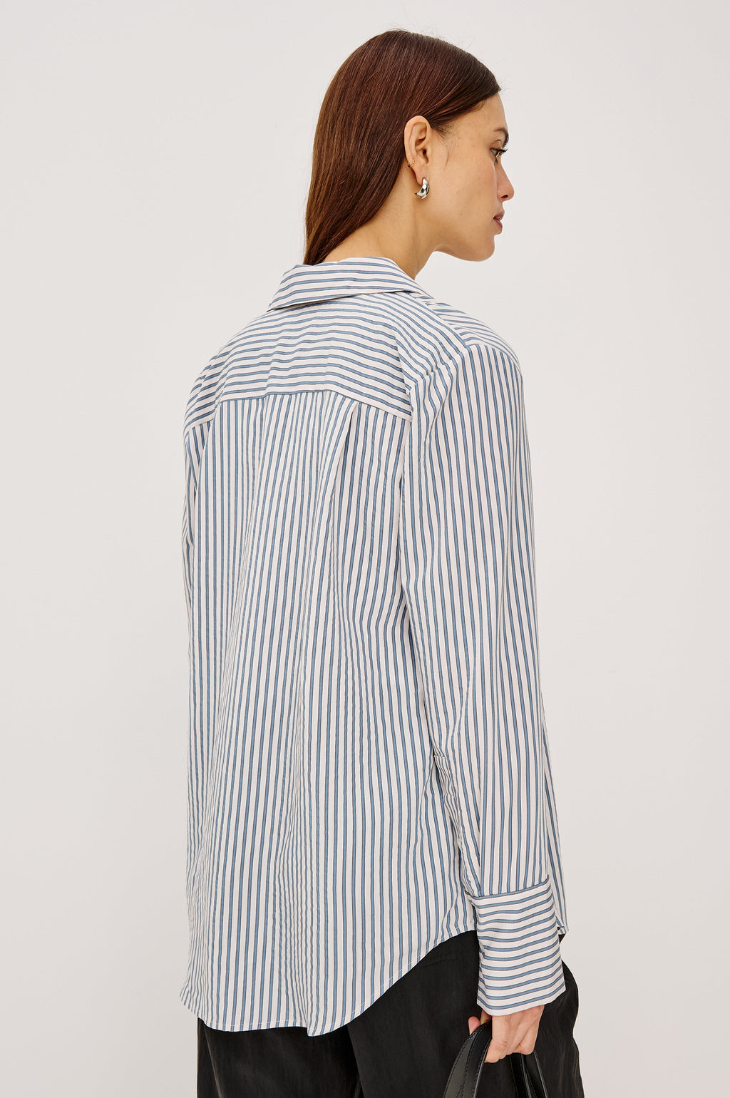 Beck Shirt - Ivory Steel Blue Stripe