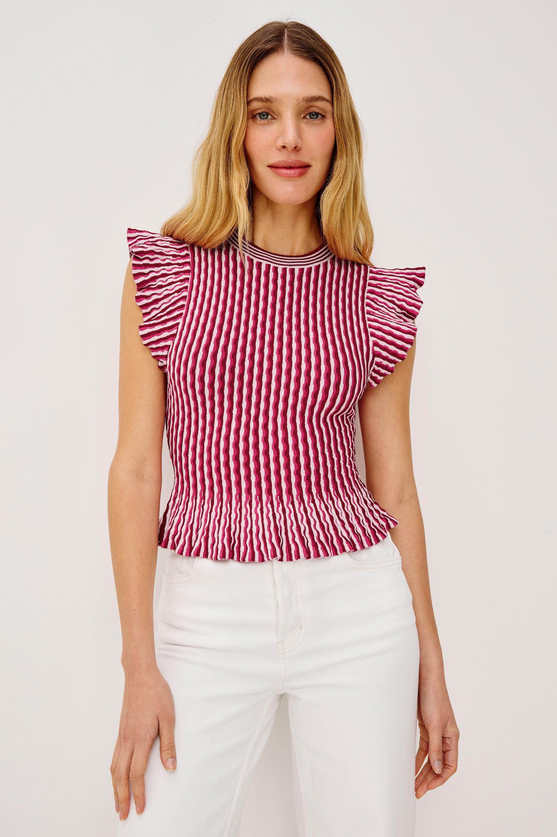 Bryn Top - Berry Stripe