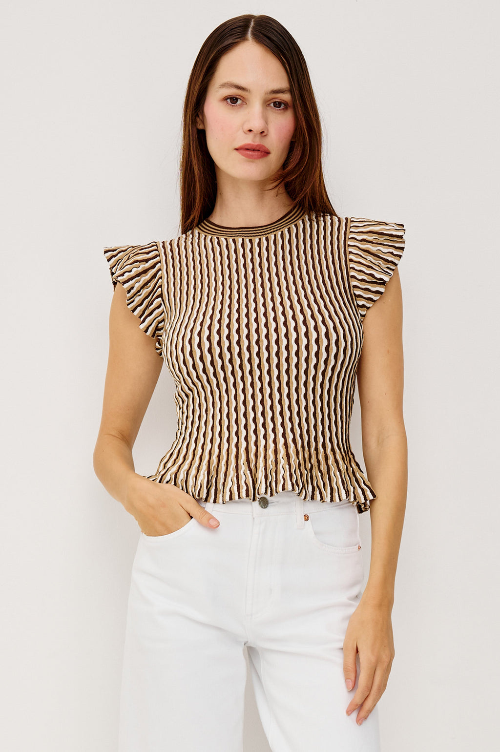 Bryn Top - Brown Stripe
