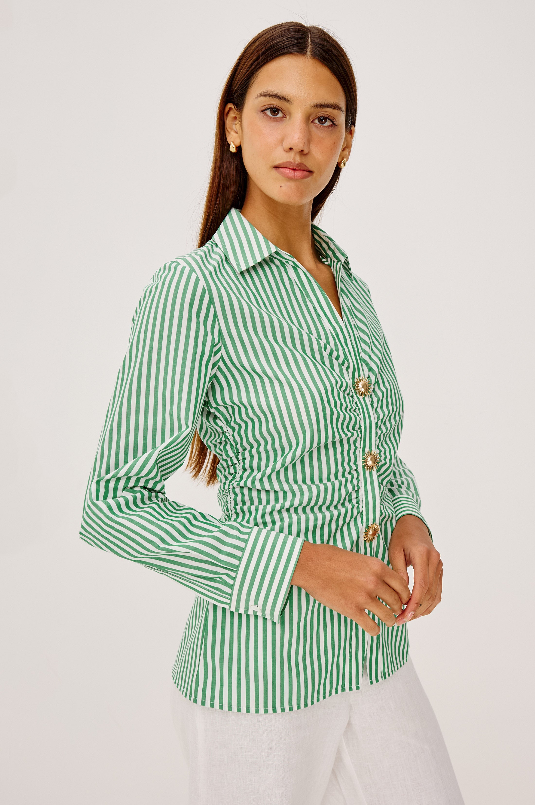 Carayln Shirt - Emerald Stripe