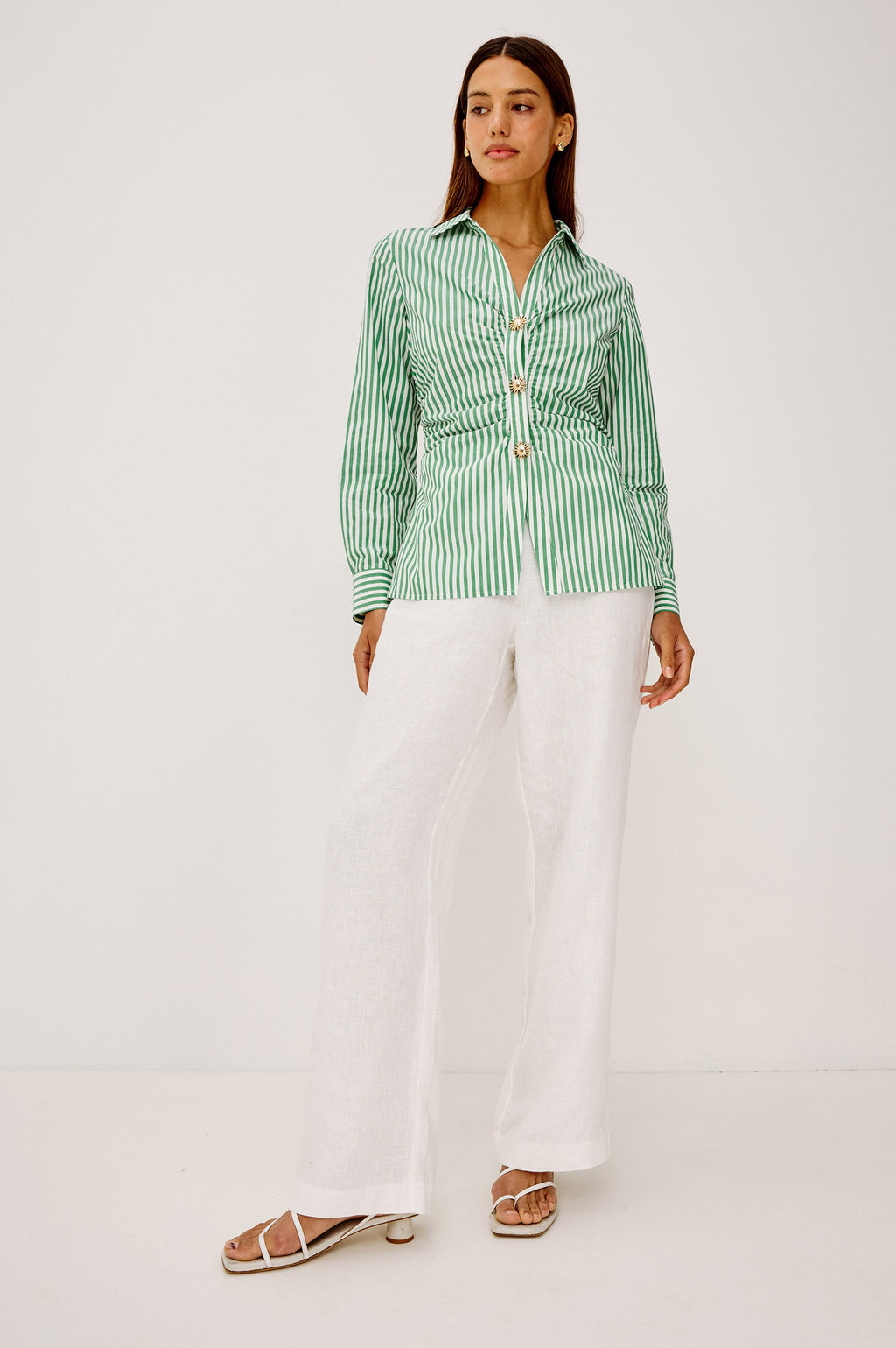 Carayln Shirt - Emerald Stripe