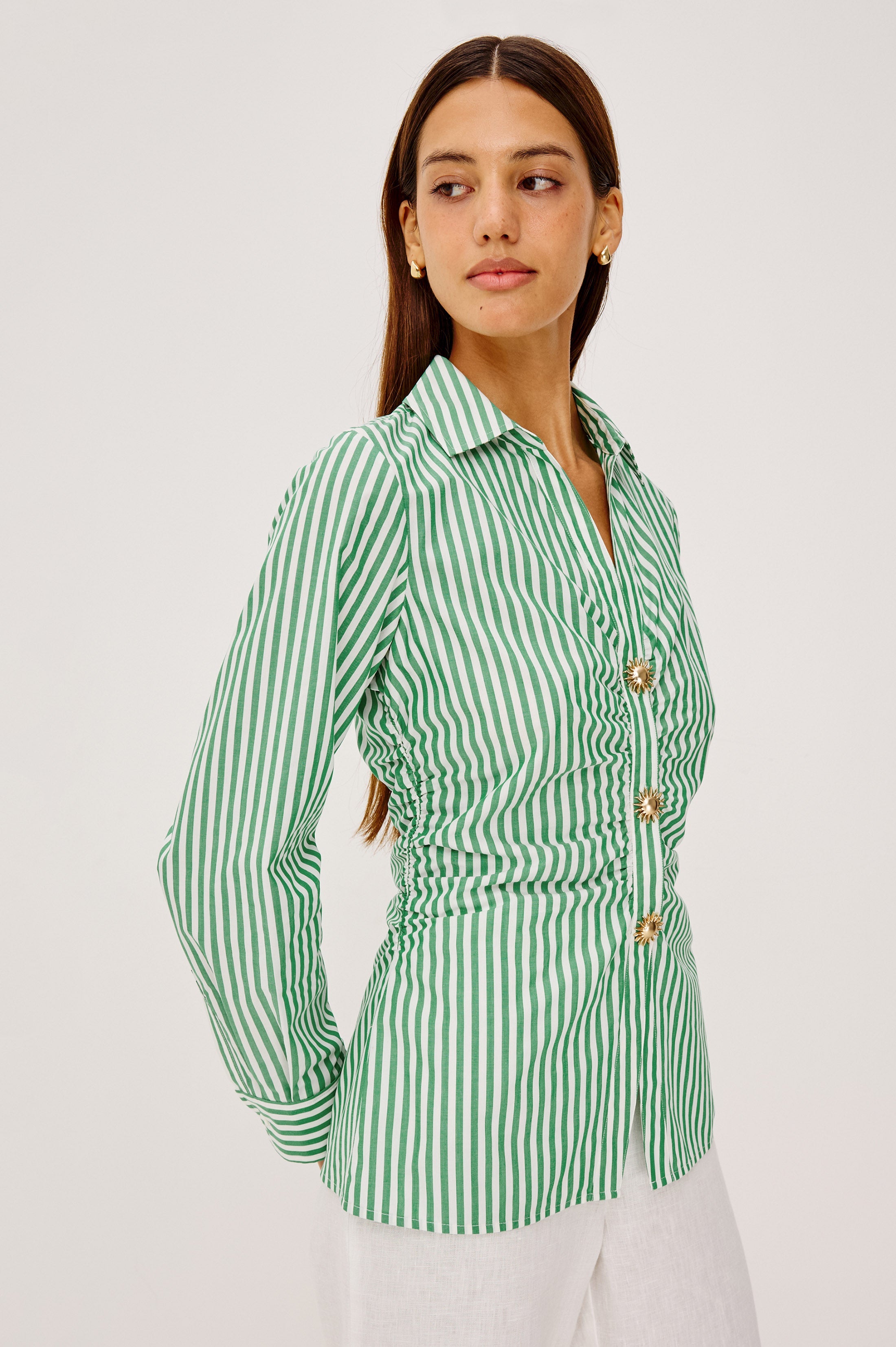 Carayln Shirt - Emerald Stripe