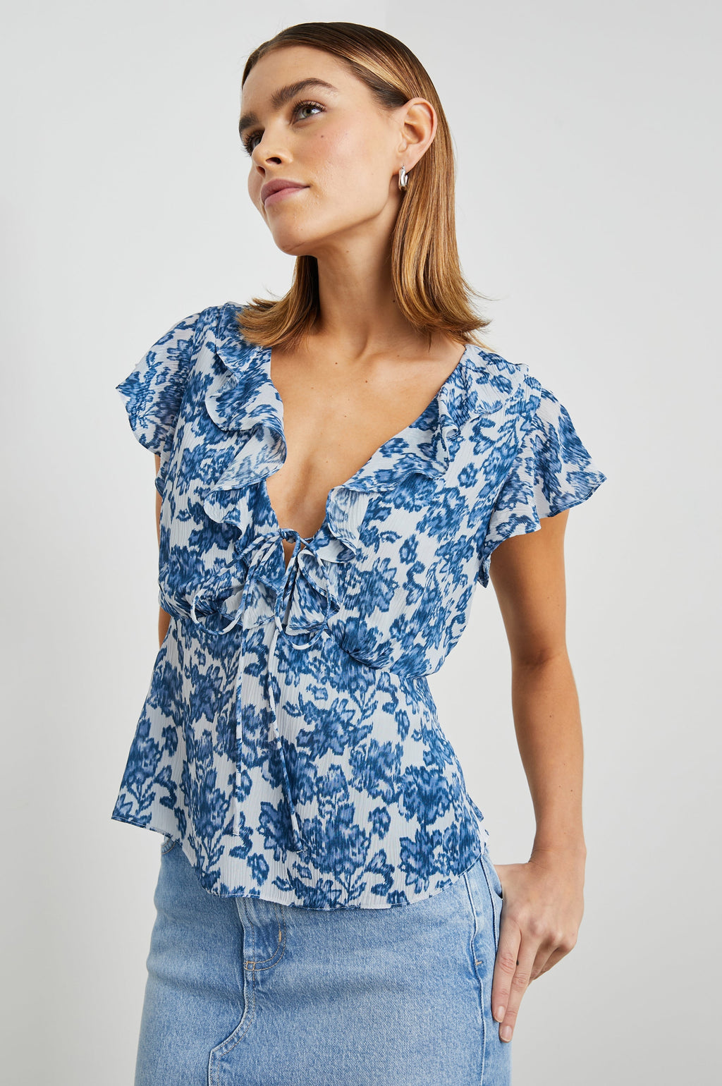Carmine Top - Chambray Floral