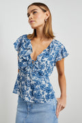 Carmine Top - Chambray Floral