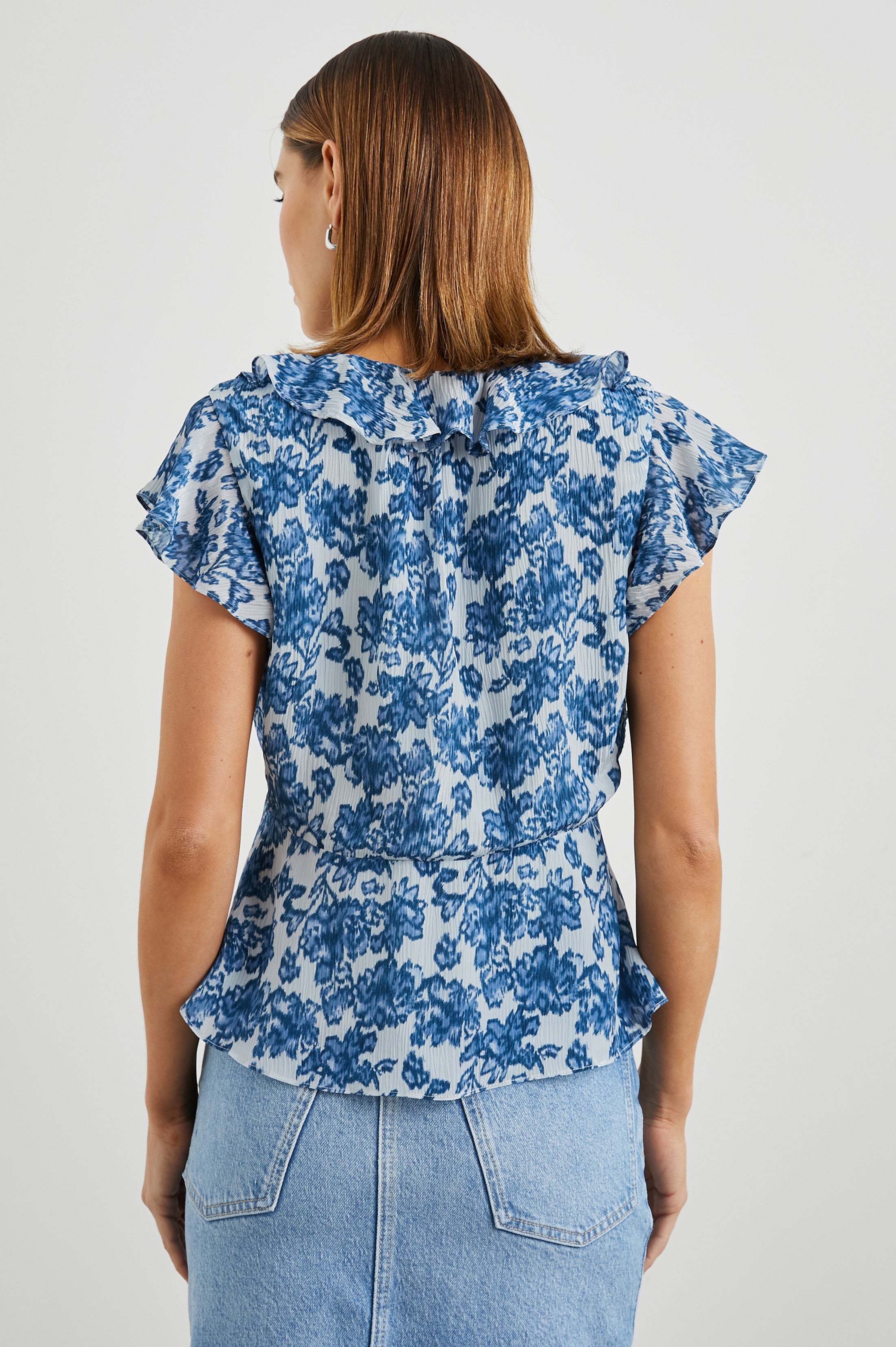 Carmine Top - Chambray Floral