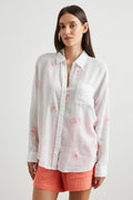 Charli Shirt - Hibiscus Embroidery