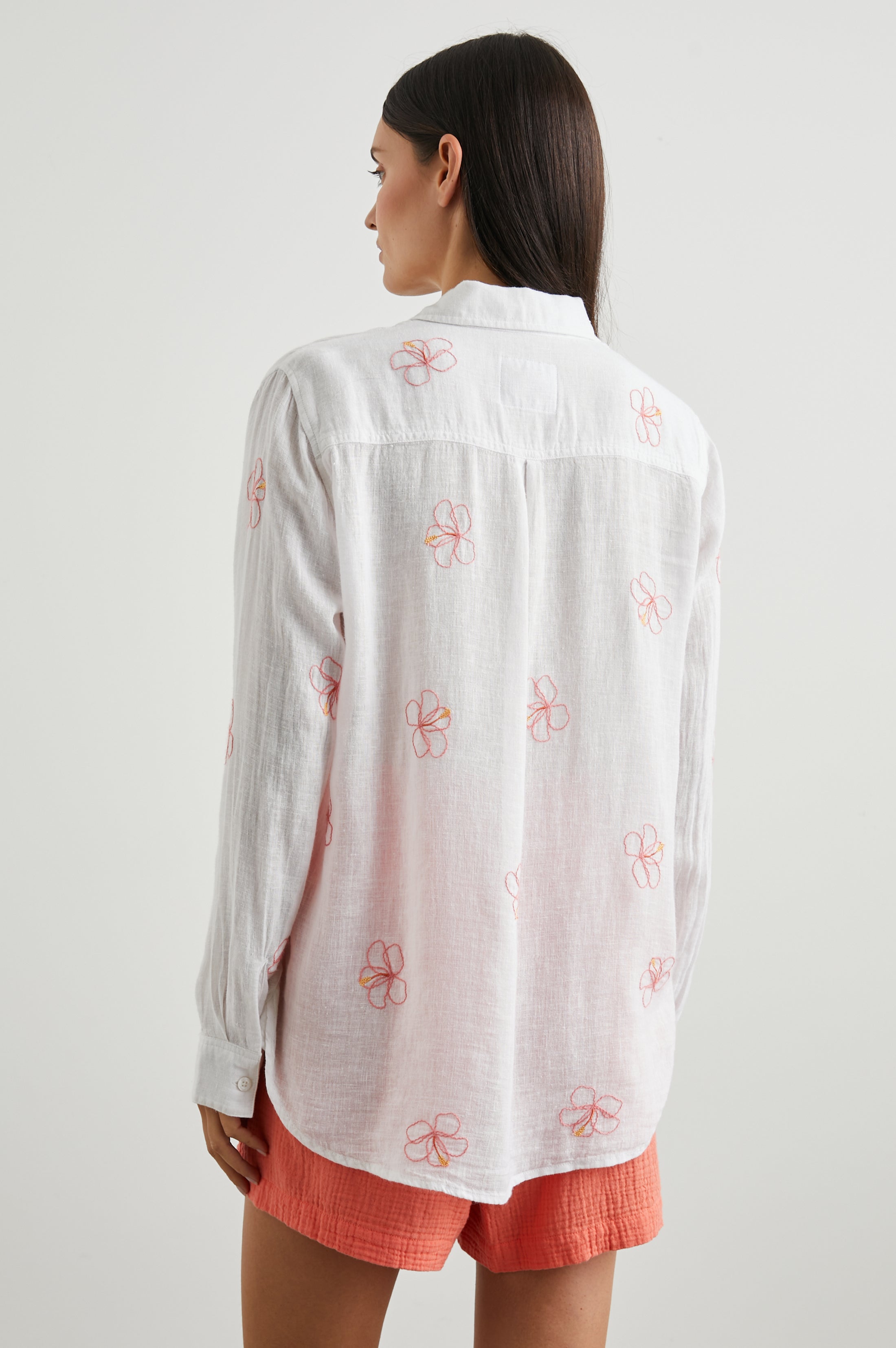 Charli Shirt - Hibiscus Embroidery