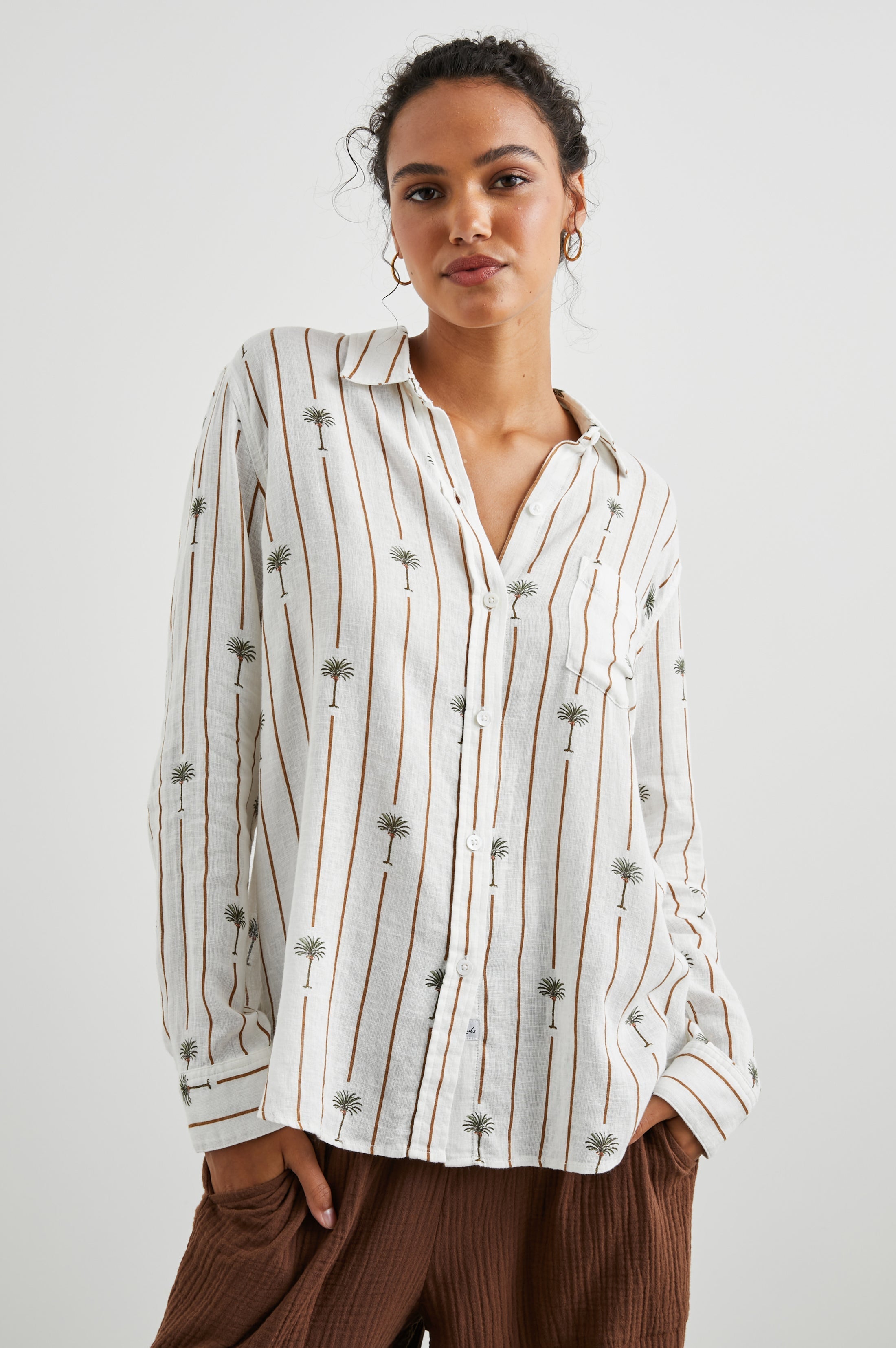 Charli Shirt - Stripe Palms