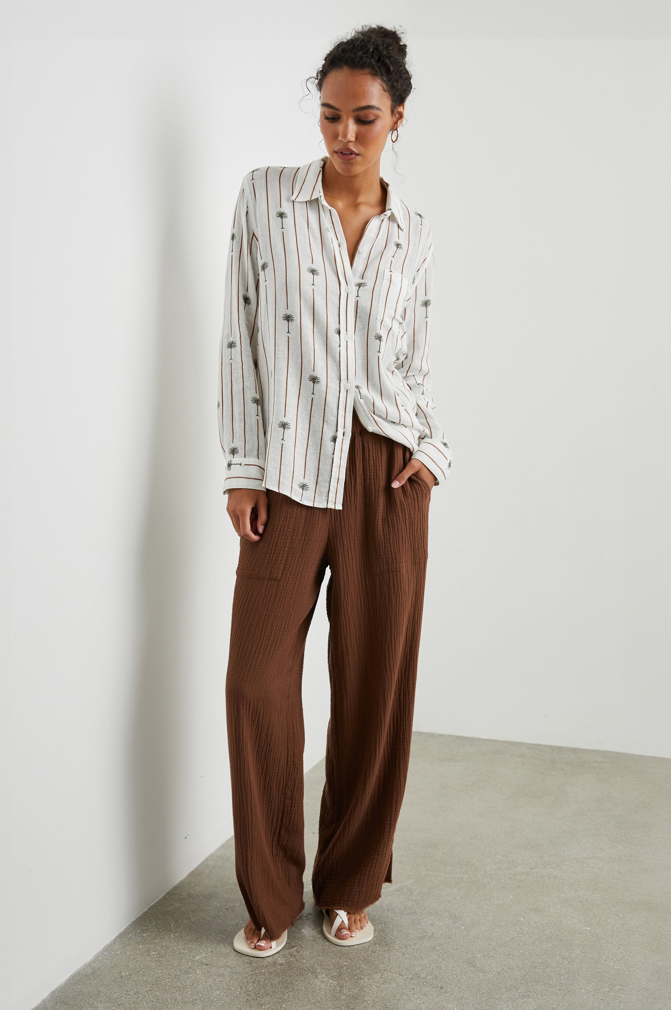 Charli Shirt - Stripe Palms