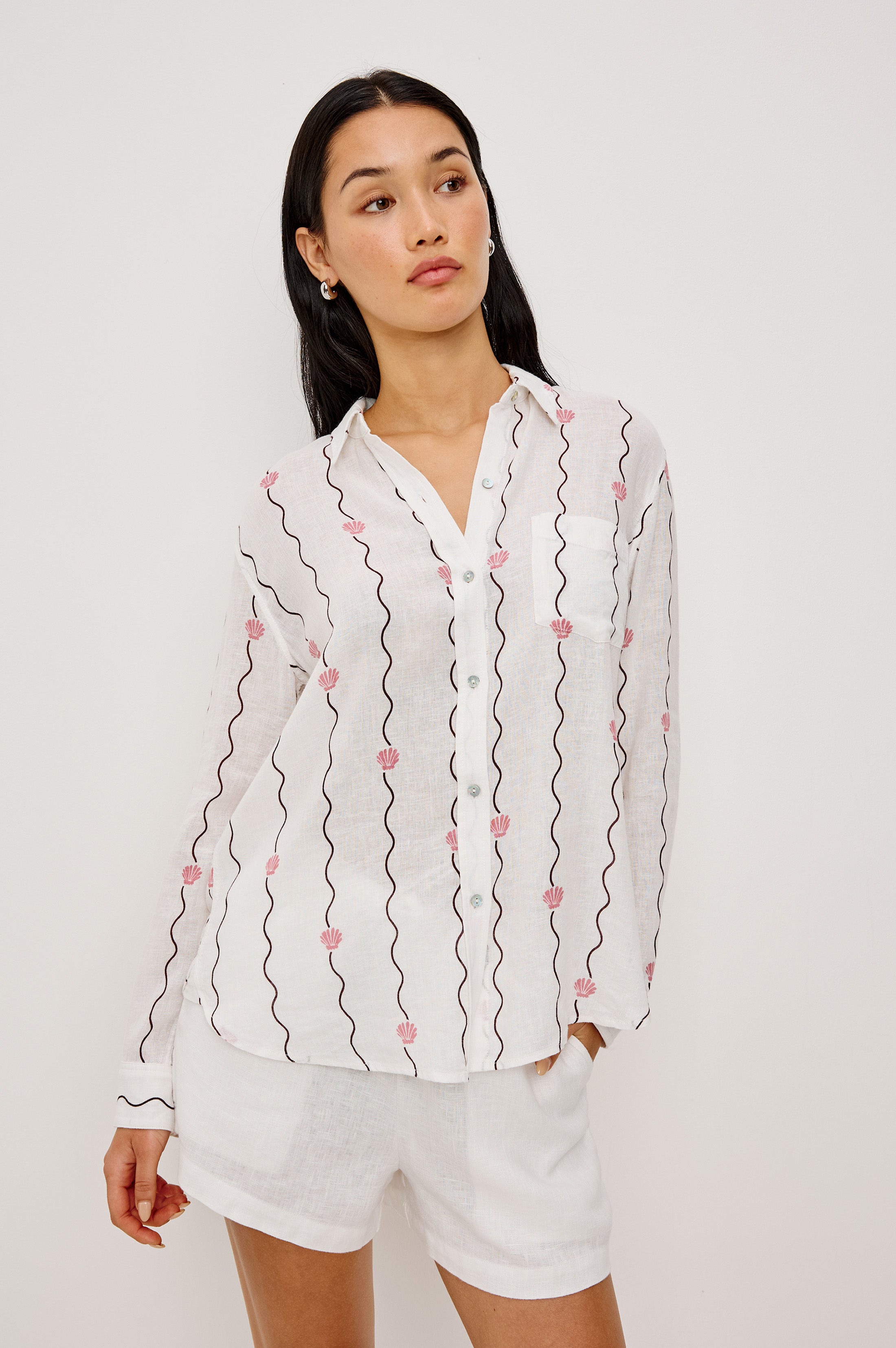 Charli Shirt - Striped Seashells
