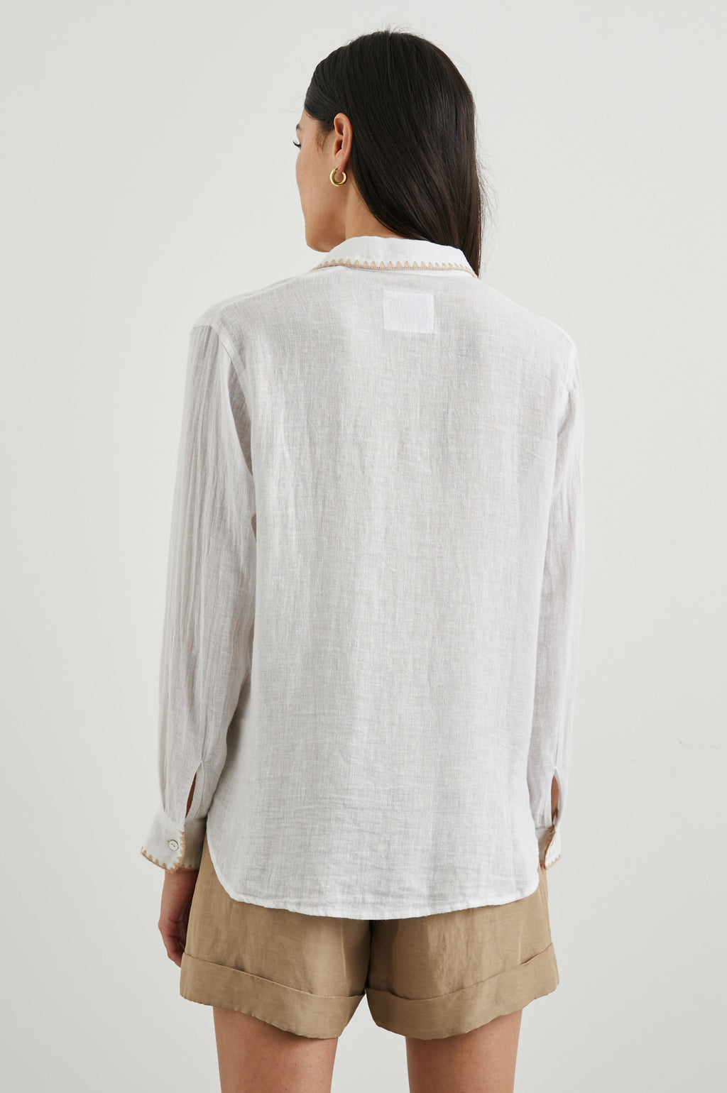 Charli Shirt - White Blanket Stitch