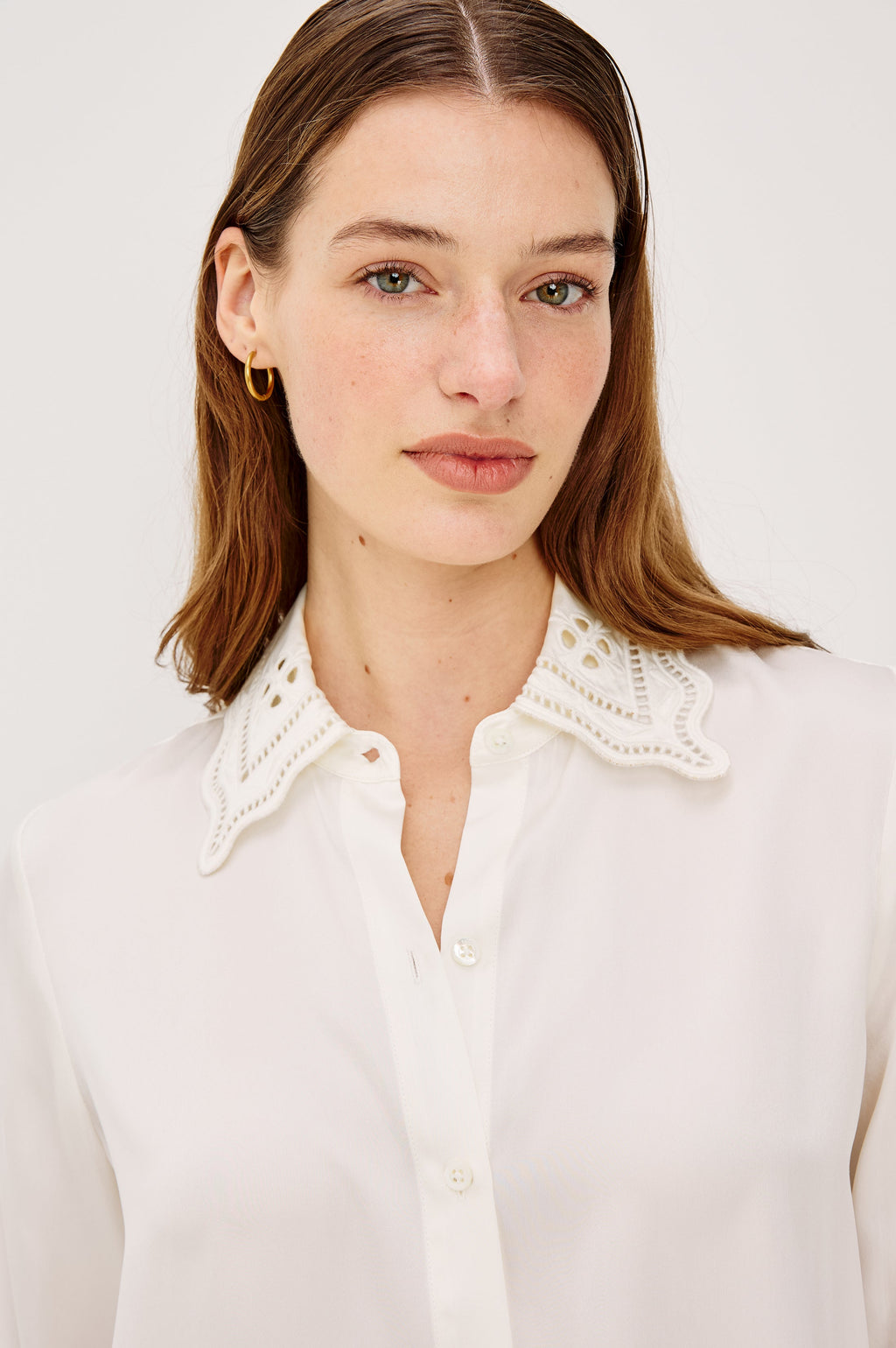 Clarise Shirt - Ivory Eyelet