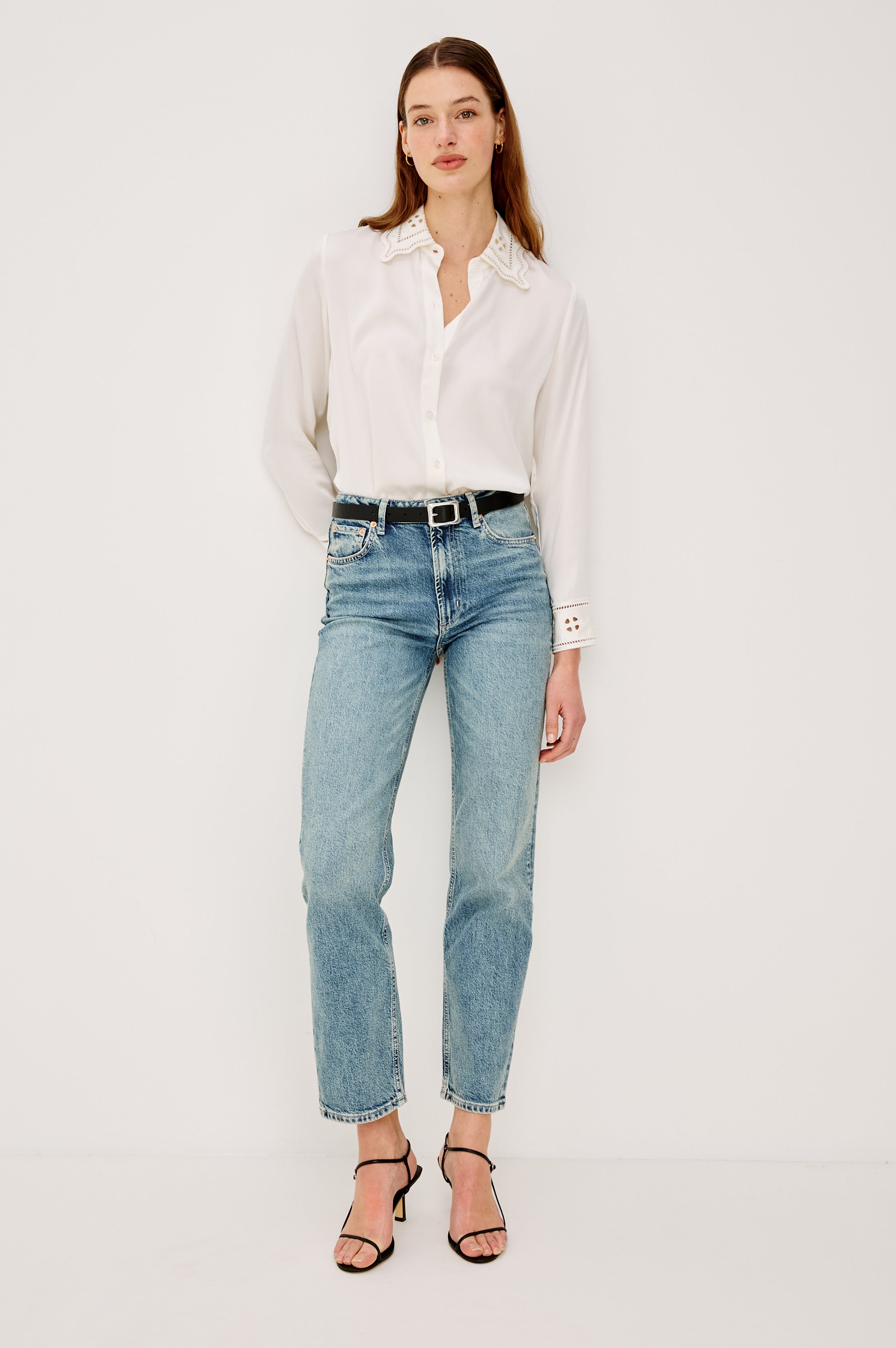 Clarise Shirt - Ivory Eyelet