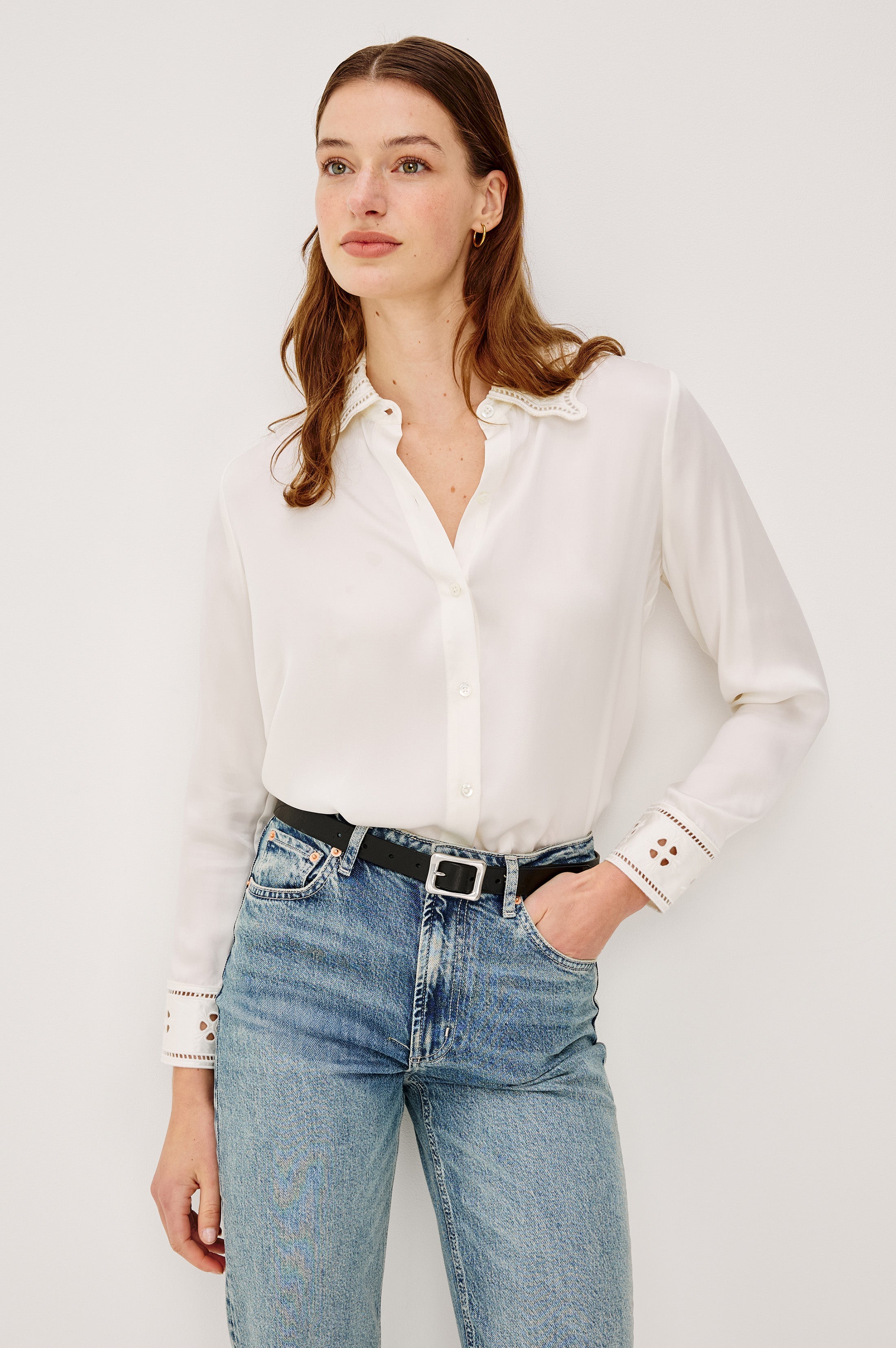 Clarise Shirt - Ivory Eyelet