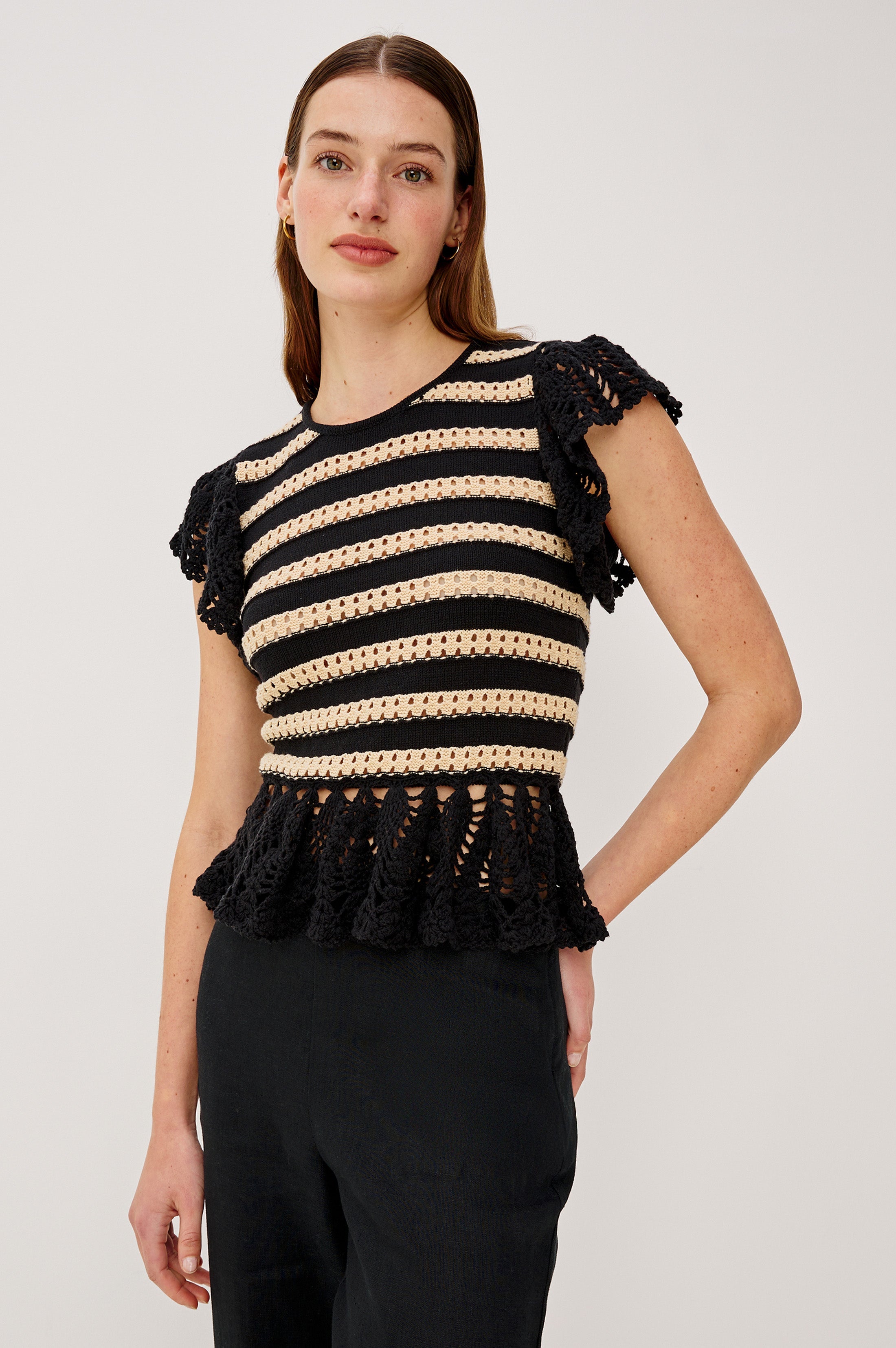 Coen Top - Black Oat Stripe