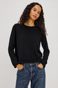 Cotton Cashmere Long Sleeve T-Shirt - Black