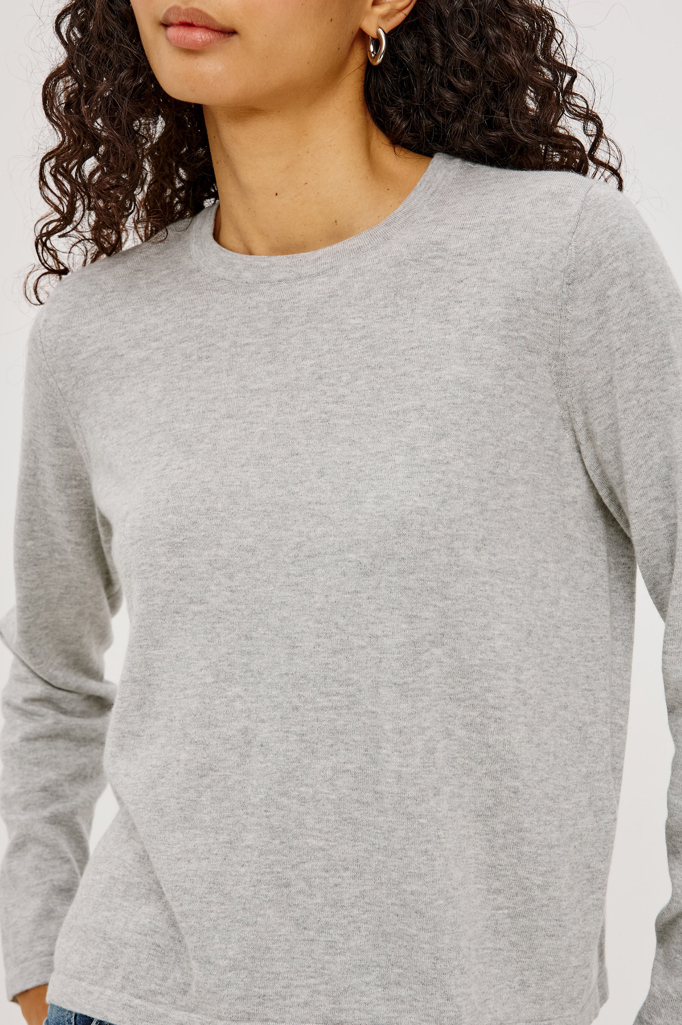 Cotton Cashmere Long Sleeve T-Shirt - Heather Grey