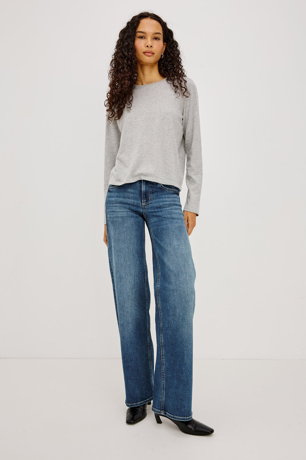 Cotton Cashmere Long Sleeve T-Shirt - Heather Grey