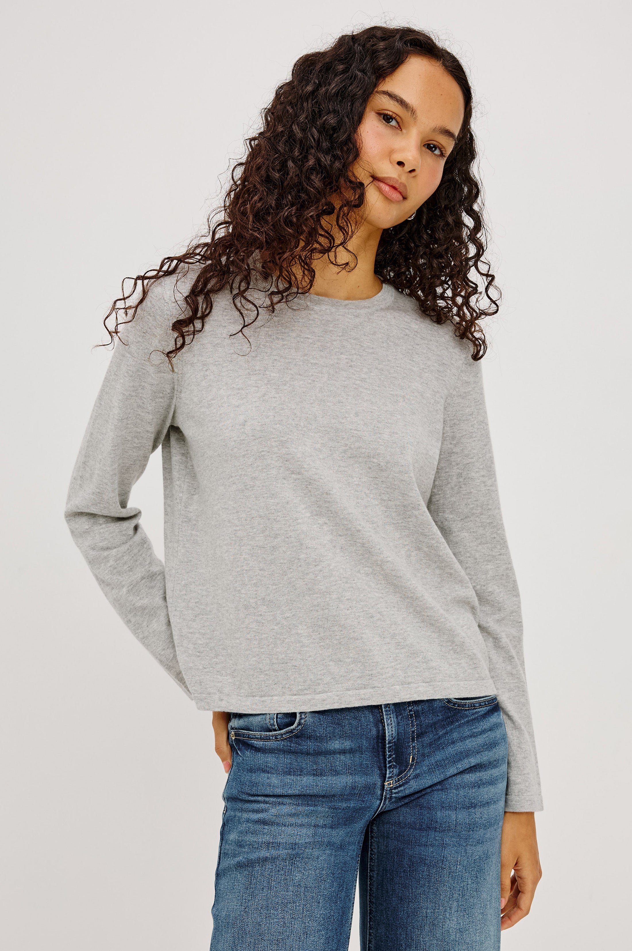 Cotton Cashmere Long Sleeve T-Shirt - Heather Grey